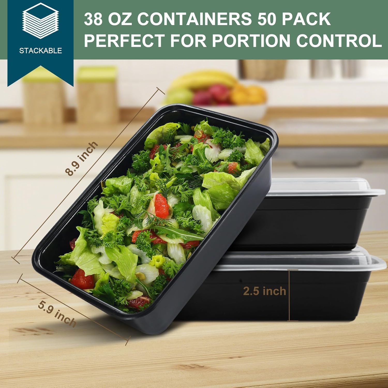 Contenedores de comida para preparar 38 oz, con Logo Personalizado, a prueba de fugas, desechables y reutilizables, ideales para comidas para llevar, almacenamiento de alimentos, BPA-Free, aptos para microondas, lavavajillas y congelador, en Fábrica.