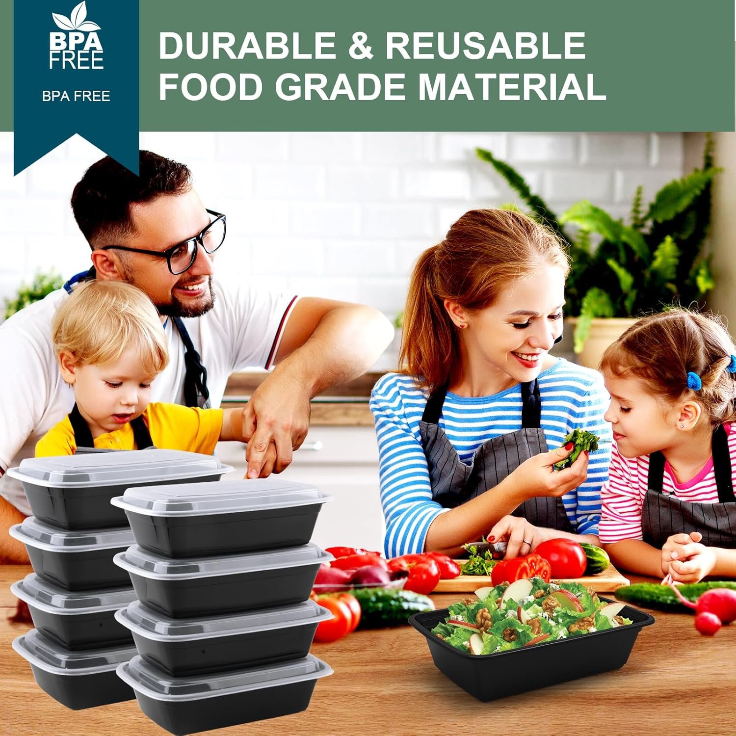 Contenedores de comida para preparar 38 oz, con Logo Personalizado, a prueba de fugas, desechables y reutilizables, ideales para comidas para llevar, almacenamiento de alimentos, BPA-Free, aptos para microondas, lavavajillas y congelador, en Fábrica.