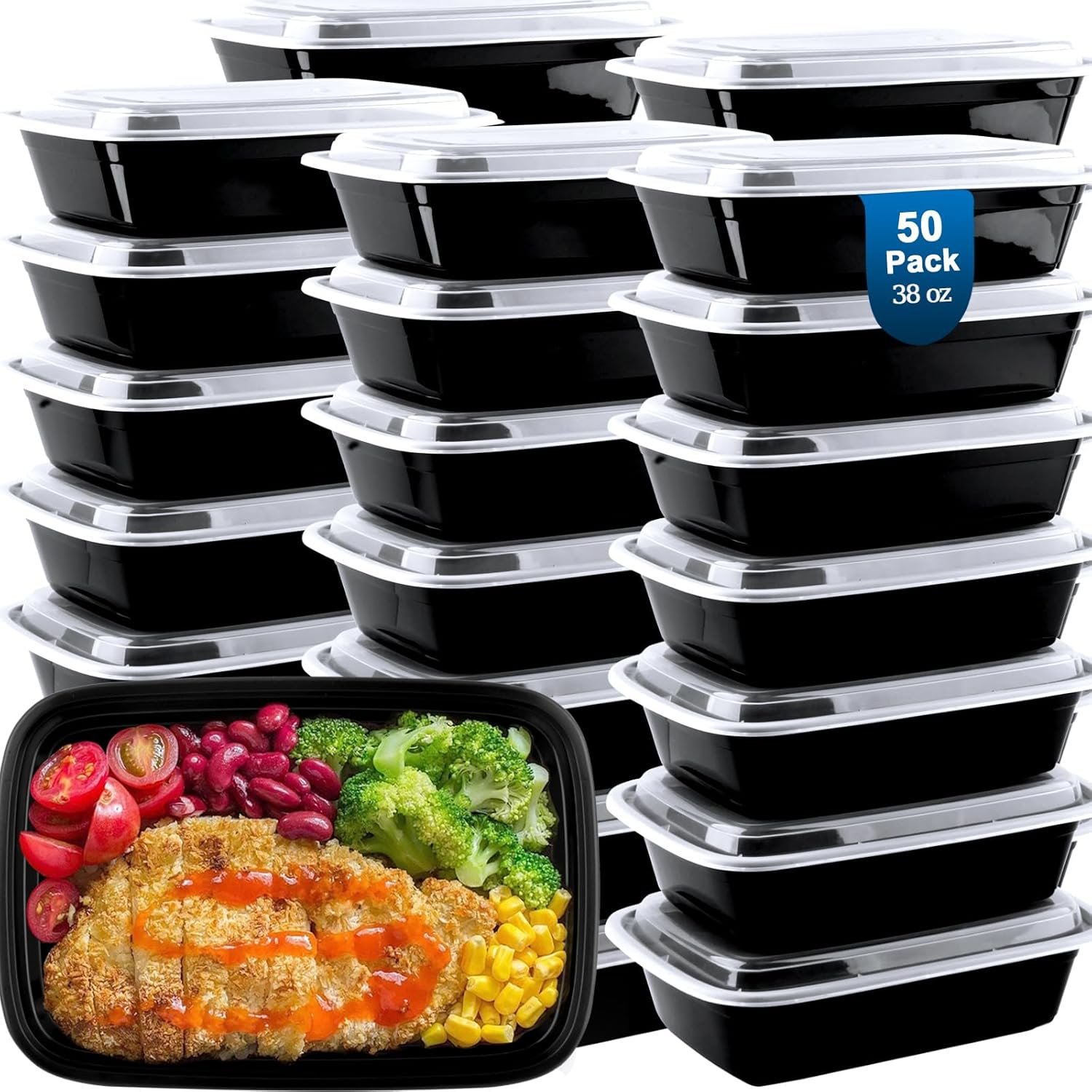 Contenedores de comida para preparar 38 oz, con Logo Personalizado, a prueba de fugas, desechables y reutilizables, ideales para comidas para llevar, almacenamiento de alimentos, BPA-Free, aptos para microondas, lavavajillas y congelador, en Fábrica.