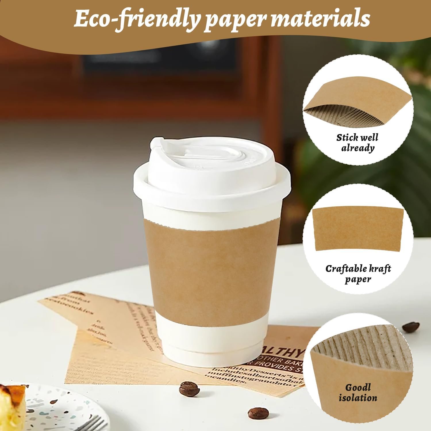 Logo Personalizado en 500 Piezas de Mangas de Café, Mangas de Papel Kraft Corrugado Desechables para Bebidas Calientes y Frías de 12oz a 24oz, ideal para Cafés, Oficinas y Tiendas de Café, Fábrica de Mangas Reciclables. Logo Personalizado en 500 Piezas de Mangas de Café, Mangas de Papel Kraft Corrugado Desechables para Bebidas Calientes y Frías de 12oz a 24oz, ideal para Cafés, Oficinas y Tiendas de Café, Fábrica de Mangas Reciclables.