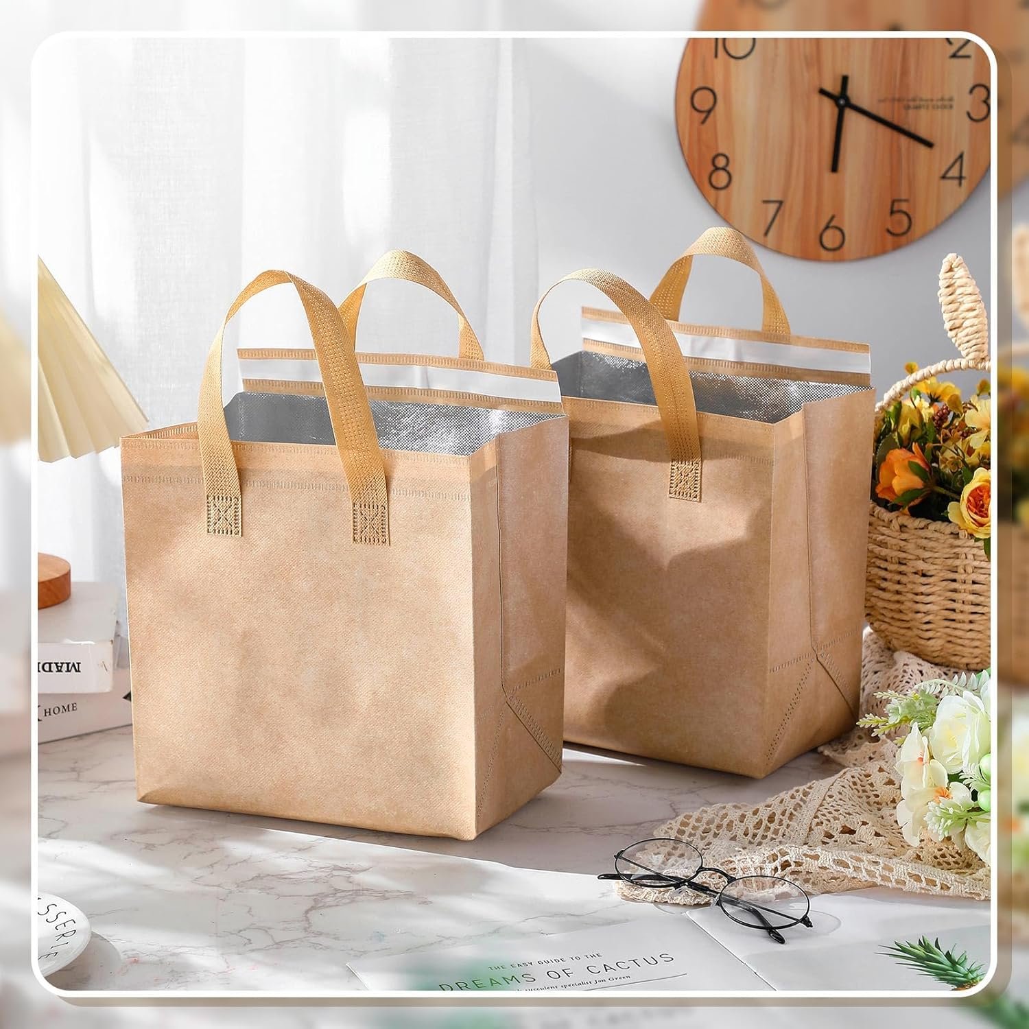 Bolsas Térmicas de Comida para Llevar con Logo Personalizado, 50 Pcs de Aislamiento Térmico para Café, Leche, Té, Pizza y Comida Caliente o Fría, Ideal para Catering y Restaurantes, 9.5