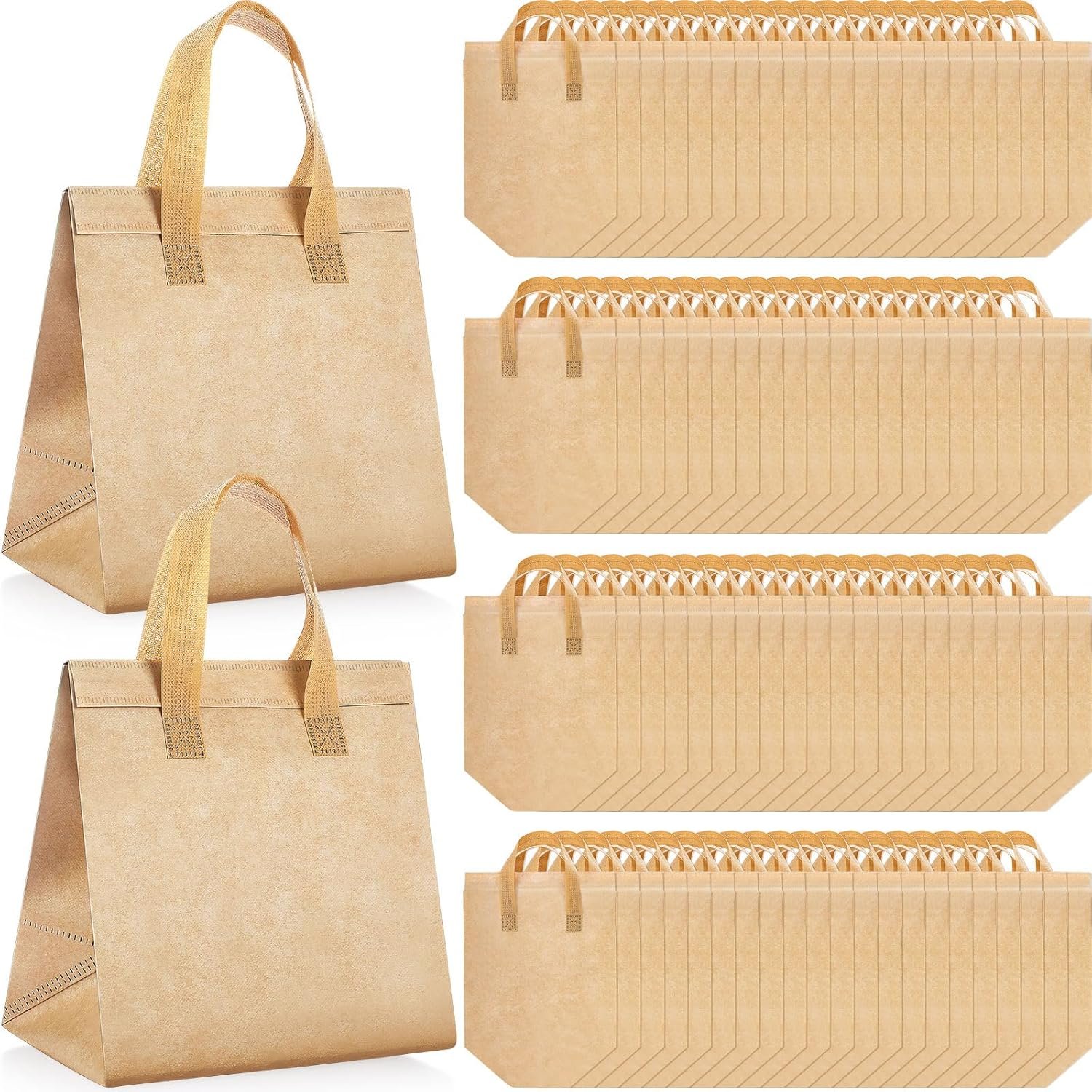 Bolsas Térmicas de Comida para Llevar con Logo Personalizado, 50 Pcs de Aislamiento Térmico para Café, Leche, Té, Pizza y Comida Caliente o Fría, Ideal para Catering y Restaurantes, 9.5" x 9.5" x 6", Marca Blanca de Proveedor.