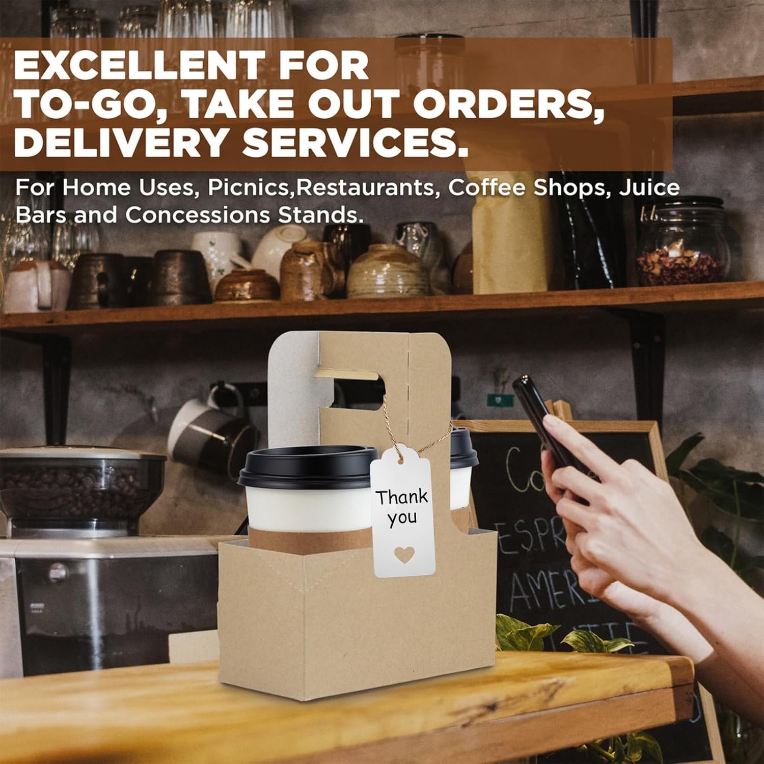 Logo Personalizado Soporte de Bebidas Desechable de Cartón de 2 Tazas con Asa, Portátil para Bebidas Calientes y Frías, Ideal para Servicios de Entrega de Alimentos, Marca Blanca para Apreciación de Maestros y Día de la Madre, Proveedor de Calidad.