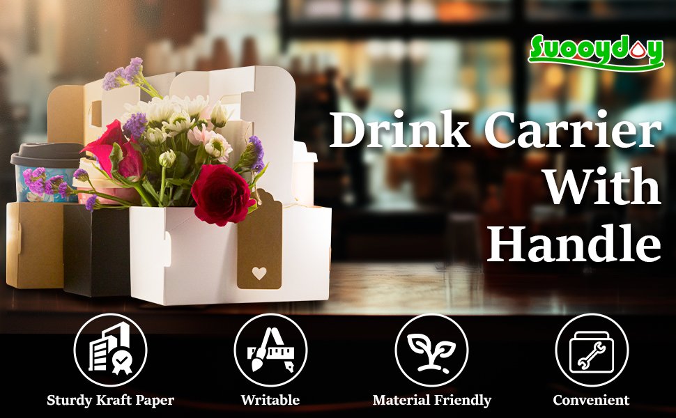 Logo Personalizado Soporte de Bebidas Desechable de Cartón de 2 Tazas con Asa, Portátil para Bebidas Calientes y Frías, Ideal para Servicios de Entrega de Alimentos, Marca Blanca para Apreciación de Maestros y Día de la Madre, Proveedor de Calidad.