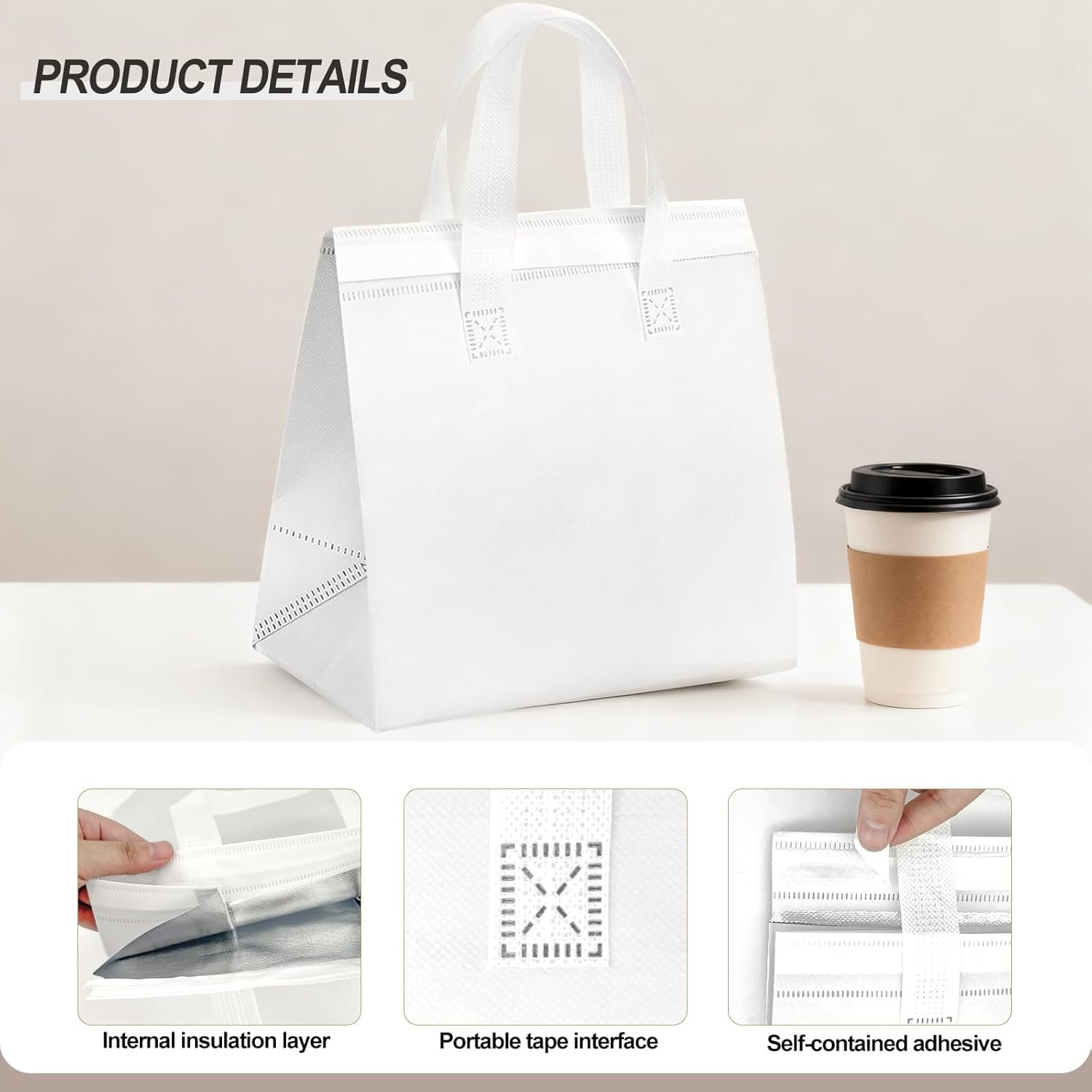 Bolsas Térmicas Aislantes de 120 Pcs con Logo Personalizado para Comida Caliente y Fría, Café, Té, BBQ, Catering para Bodas o Cumpleaños, Proveedor de Marca Blanca.