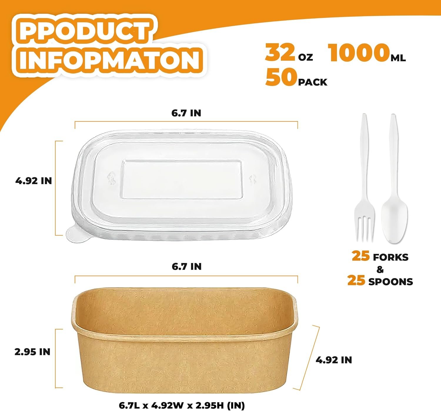 Logo Personalizado 50 Pack Tazones de Papel Grandes de 32 OZ con Tapa y Utensilios, Envases Desechables de Preparación de Comidas Resistentes para Fiestas, Tazones Desechables a Granel, a Prueba de Humedad y Aceptables para Microondas, Ideal para Uso Caliente y Frío, Proveedor. Logo Personalizado 50 Pack Tazones de Papel Grandes de 32 OZ con Tapa y Utensilios, Envases Desechables de Preparación de Comidas Resistentes para Fiestas, Tazones Desechables a Granel, a Prueba de Humedad y Aceptables para Microondas, Ideal para Uso Caliente y Frío, Proveedor.