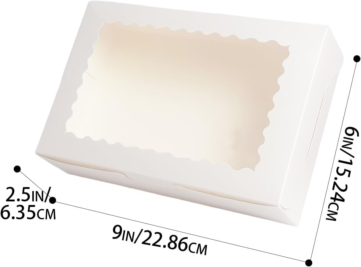 Caja de galletas blanca de 9x6x2.5 pulgadas con ventana, 15 piezas, caja de pasteles y macarons para empaque, Fábrica de marca blanca con logo personalizado.