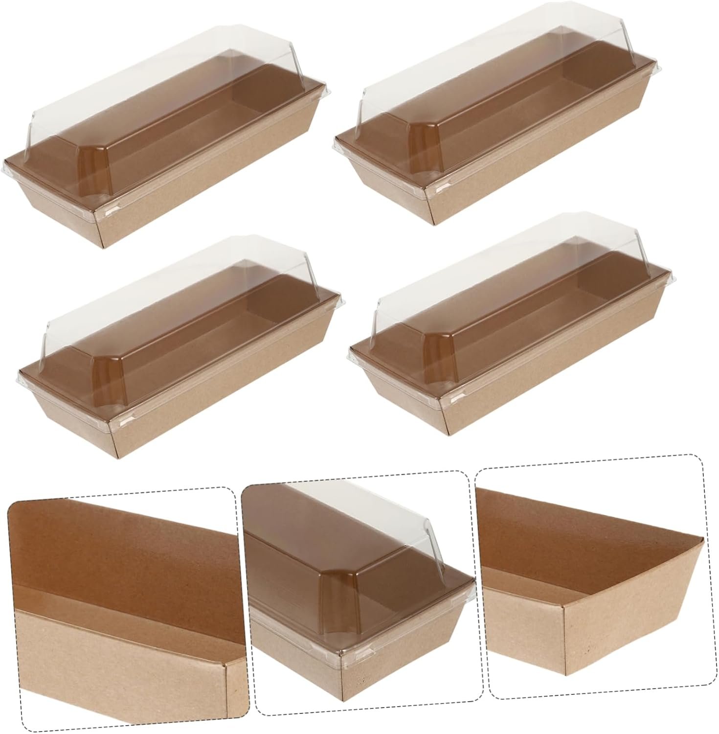 Caja de Papel Kraft Rectangulares de 10 Piezas para Empacar Sándwiches con Tapa de Plástico Transparente, Ideal para Pastelería, Pan y Snacks, Marca Blanca de Fábrica para Comidas para Llevar, Picnics y Fiestas con Logo Personalizado. Caja de Papel Kraft Rectangulares de 10 Piezas para Empacar Sándwiches con Tapa de Plástico Transparente, Ideal para Pastelería, Pan y Snacks, Marca Blanca de Fábrica para Comidas para Llevar, Picnics y Fiestas con Logo Personalizado.