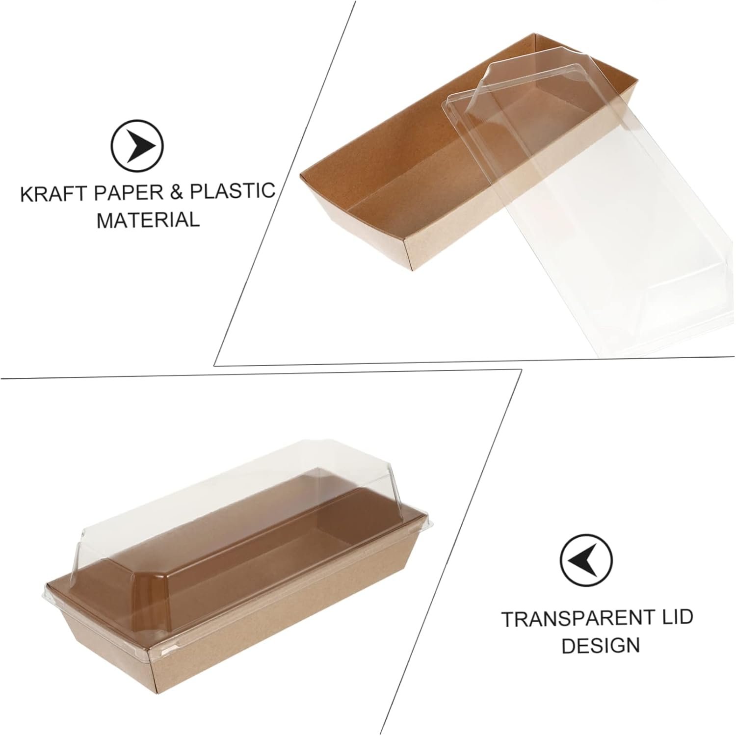 Caja de Papel Kraft Rectangulares de 10 Piezas para Empacar Sándwiches con Tapa de Plástico Transparente, Ideal para Pastelería, Pan y Snacks, Marca Blanca de Fábrica para Comidas para Llevar, Picnics y Fiestas con Logo Personalizado. Caja de Papel Kraft Rectangulares de 10 Piezas para Empacar Sándwiches con Tapa de Plástico Transparente, Ideal para Pastelería, Pan y Snacks, Marca Blanca de Fábrica para Comidas para Llevar, Picnics y Fiestas con Logo Personalizado.