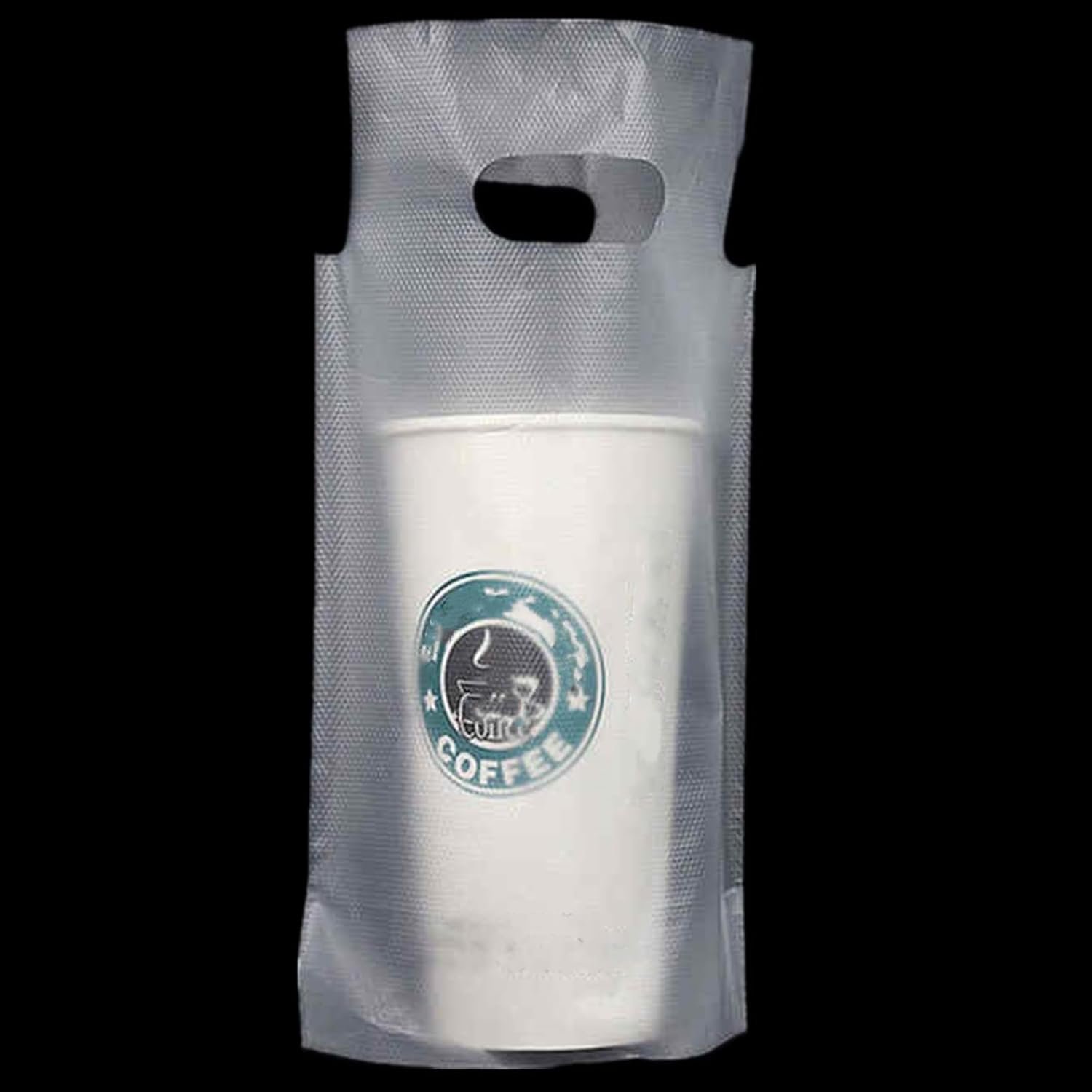 Logo Personalizado 500 Paquete Portavasos para Delivery, Bolsas Plásticas Transparentes con Asa, Envases de 1 Taza para Bebidas para Llevar, Soporte de Taza Única para Restaurantes y Tiendas, Proveedor