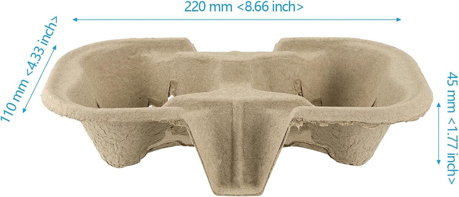 Logo Personalizado Porta Bebidas de Fibra de Pulpa 100 Piezas para Copas de 8-24 oz, Soporte Biodegradable para Bebidas Calientes o Frías, Ideal para Entregas de Comida en el Automóvil, Fabricante de Soluciones Ecológicas