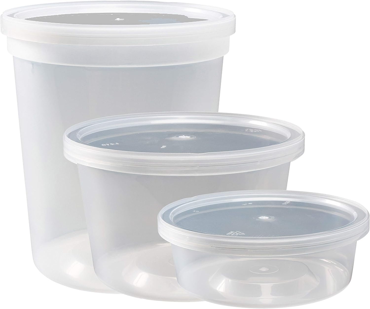Contenedores de Almacenamiento de Alimentos con Tapa 8oz, 16oz, 32oz Combo Pack de Tazas Deli para Congelador Marca Blanca, 44 Sets BPA Libre, Redondas y A Prueba de Fugas para Preparación de Comidas, Tapa Hermética, Proveedor