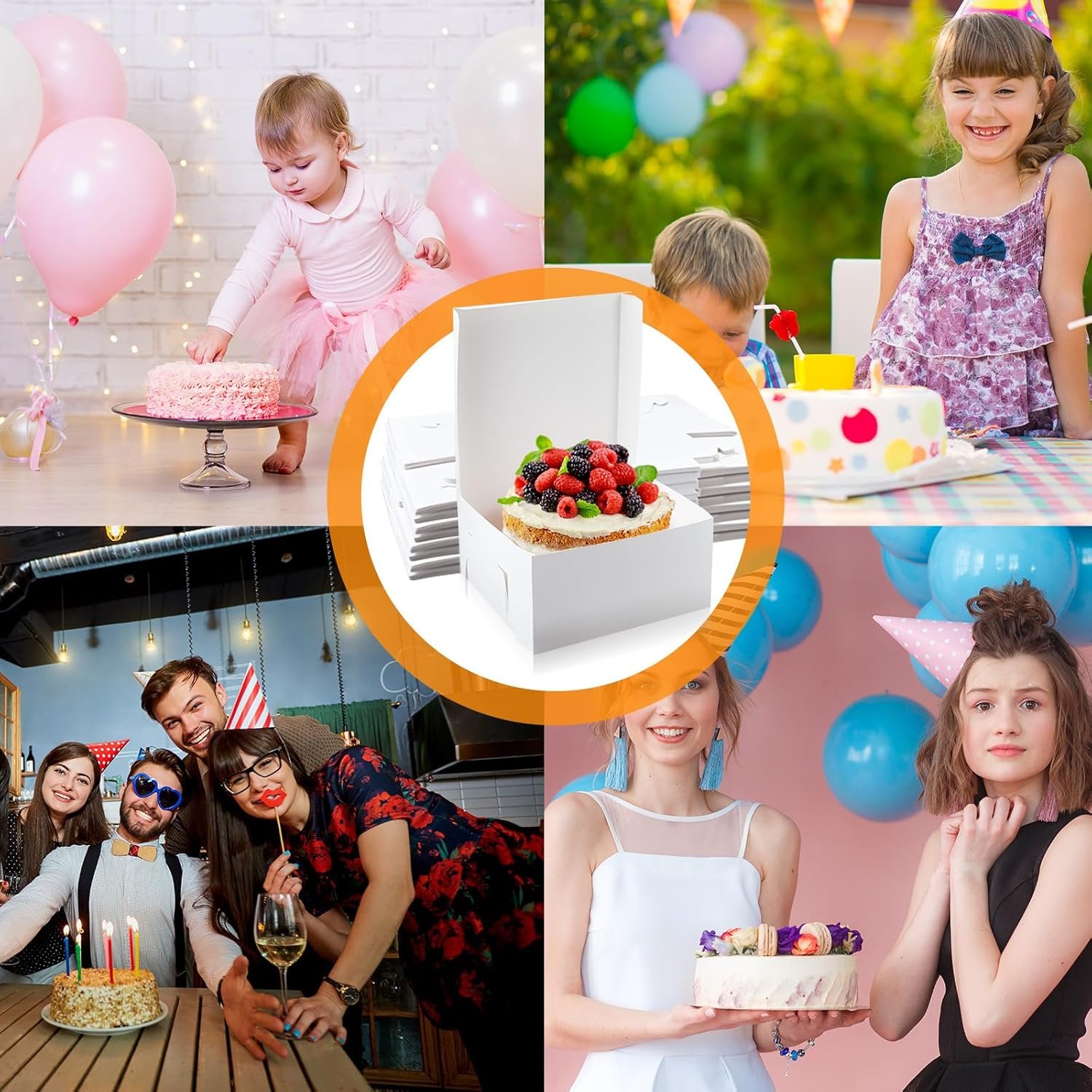 Caja de Pastelería Blanca de 50 Unidades 12 x 12 x 6 Pulgadas con Logo Personalizado para Tartas, Pasteles y Galletas, Proveedor de Soluciones de Embalaje.