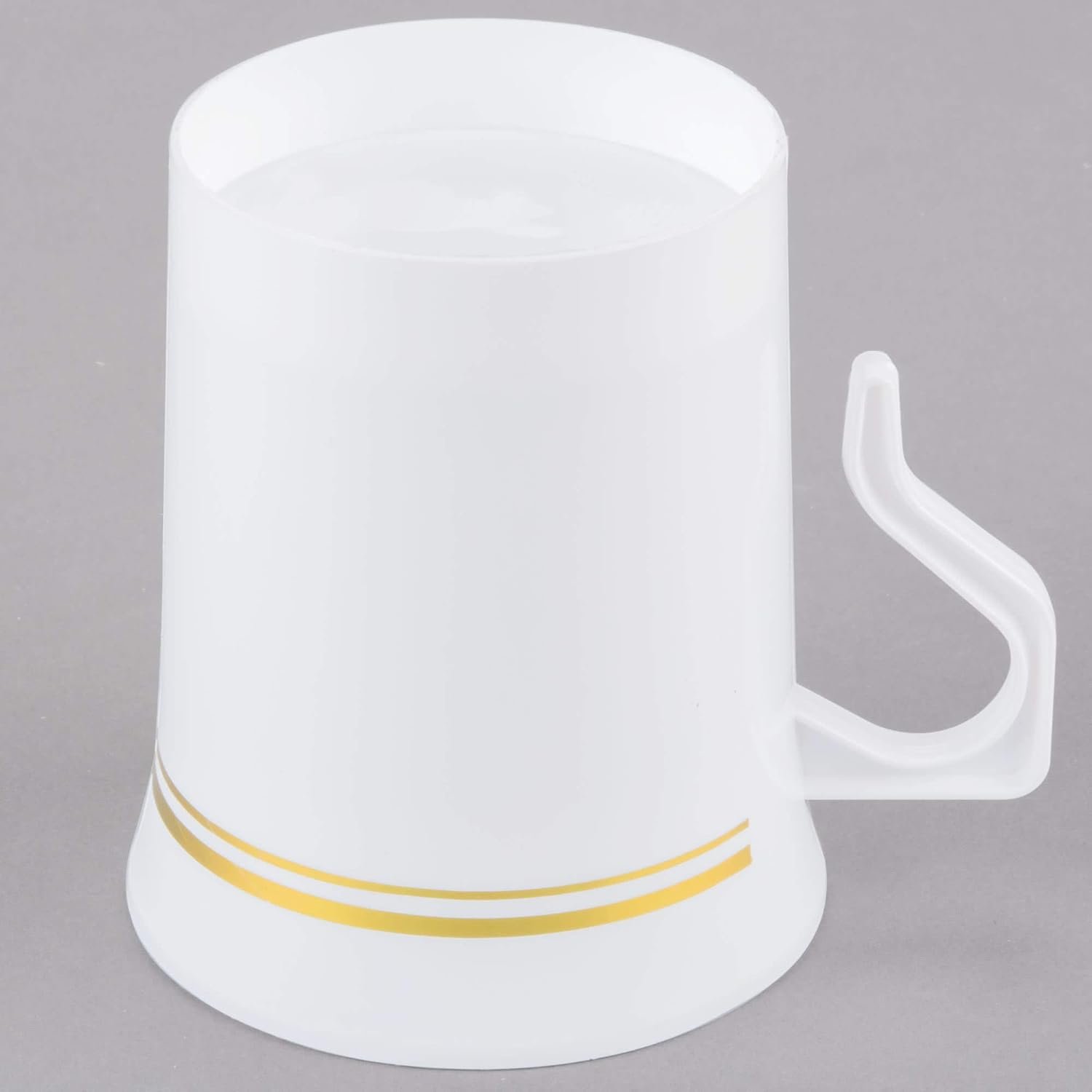 Tazas de café desechables de plástico blanco de 8 oz con trim dorado y asa | Marca blanca con logo personalizado, ideal para té, capuchino, espresso (paquete de 50) de Fábrica.
