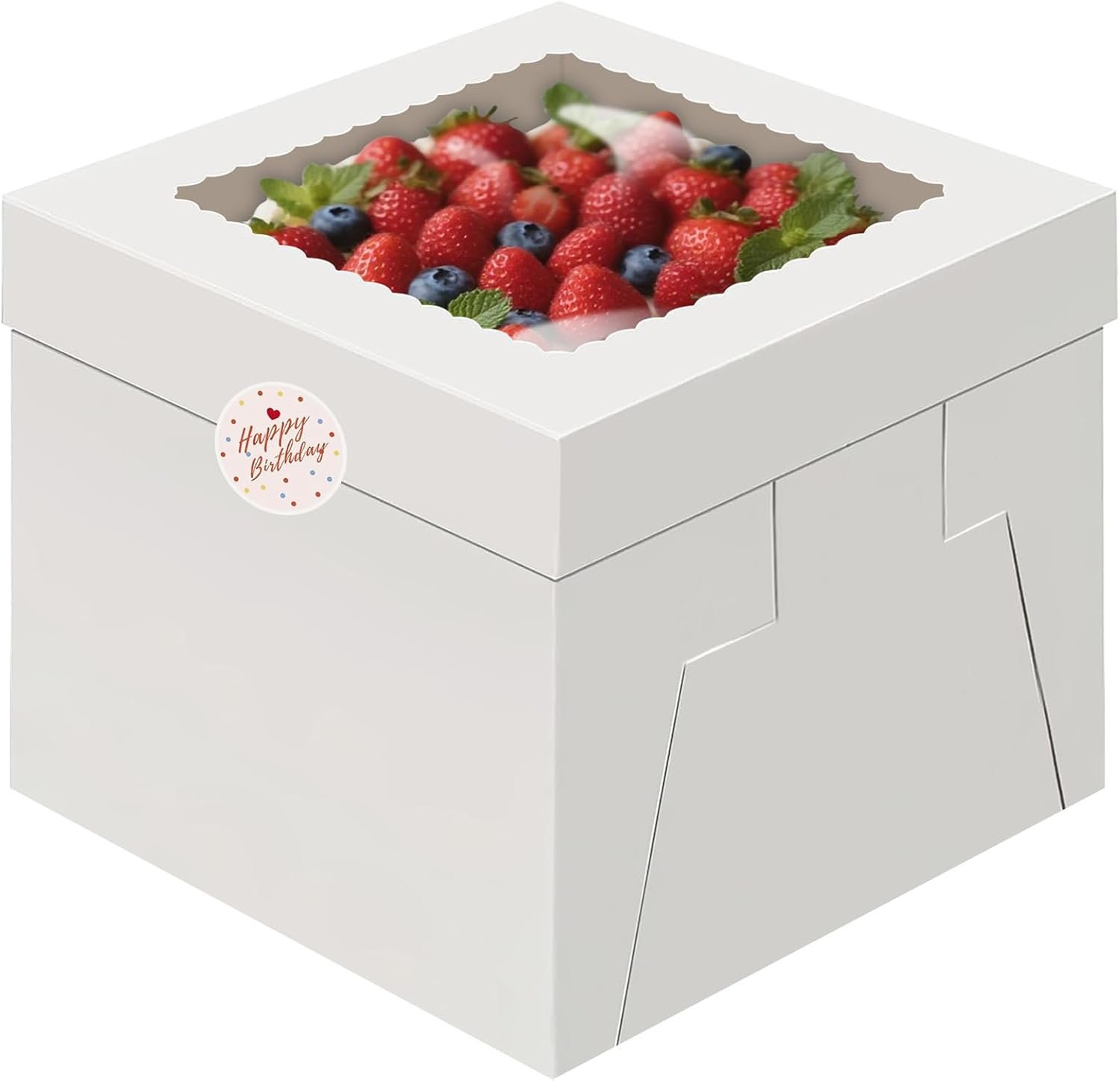Logo Personalizado 15pcs Cajas de Pasteles 10x10x8 Pulgadas con Ventana, Cajas de Repostería Blancas, Cajas Grandes para Galletas, Cajas de Repostería con Etiquetas, Cajas para Pasteles, Macarons, Donas, Tartas, Galletas, Boda, Cumpleaños, Fiesta - Proveedor.