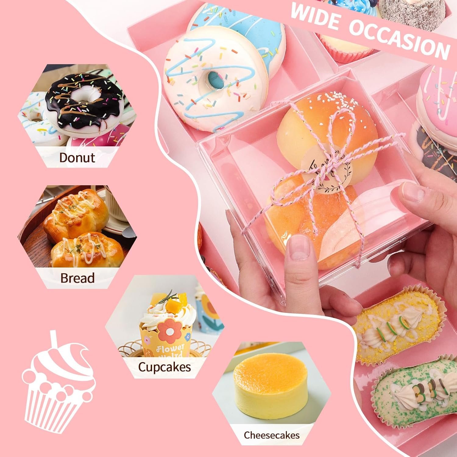 Cajas de Charcutería 150 Pack con Tapa Transparente Segura, 4,7x4,7x2,6 Pulgadas, Personalización de Logo para Envases Desechables de Sándwich, Pasteles y Postres, Marca Blanca del Proveedor.