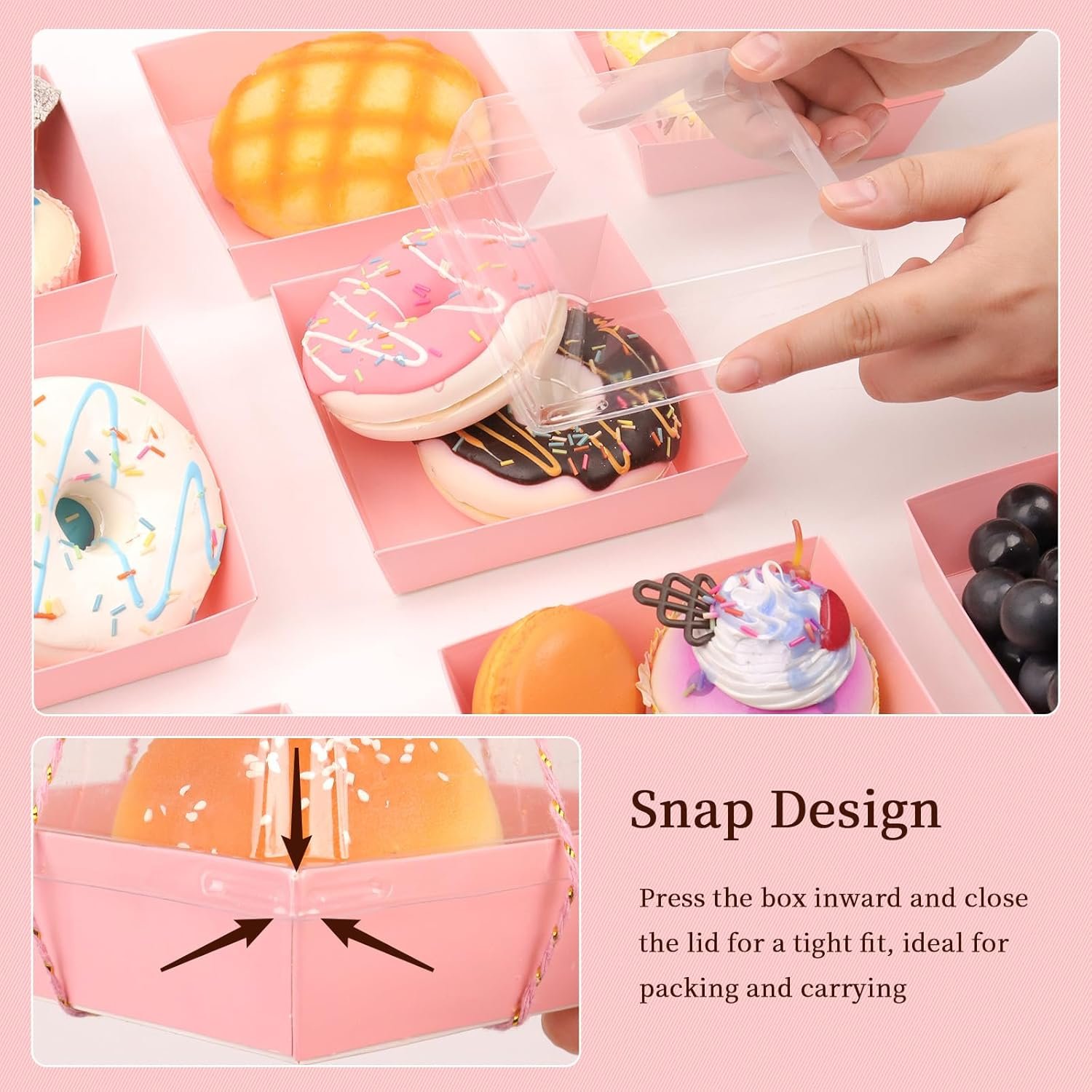 Cajas de Charcutería 150 Pack con Tapa Transparente Segura, 4,7x4,7x2,6 Pulgadas, Personalización de Logo para Envases Desechables de Sándwich, Pasteles y Postres, Marca Blanca del Proveedor.