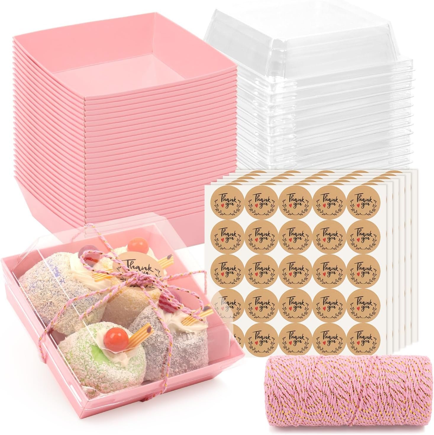 Cajas de Charcutería 150 Pack con Tapa Transparente Segura, 4,7x4,7x2,6 Pulgadas, Personalización de Logo para Envases Desechables de Sándwich, Pasteles y Postres, Marca Blanca del Proveedor.