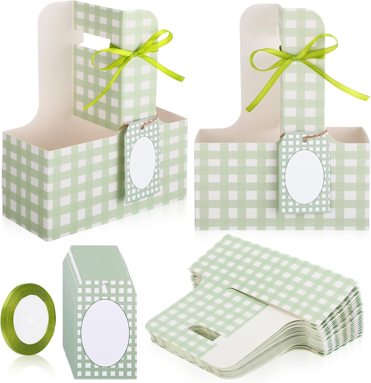 Logo Personalizado 24 Sets Portavasos de 2 Tazas con Asas Gingham para Bebidas y Flores Regalos para Mujeres en Bodas y Cumpleaños Marca Blanca Proveedor Fábrica