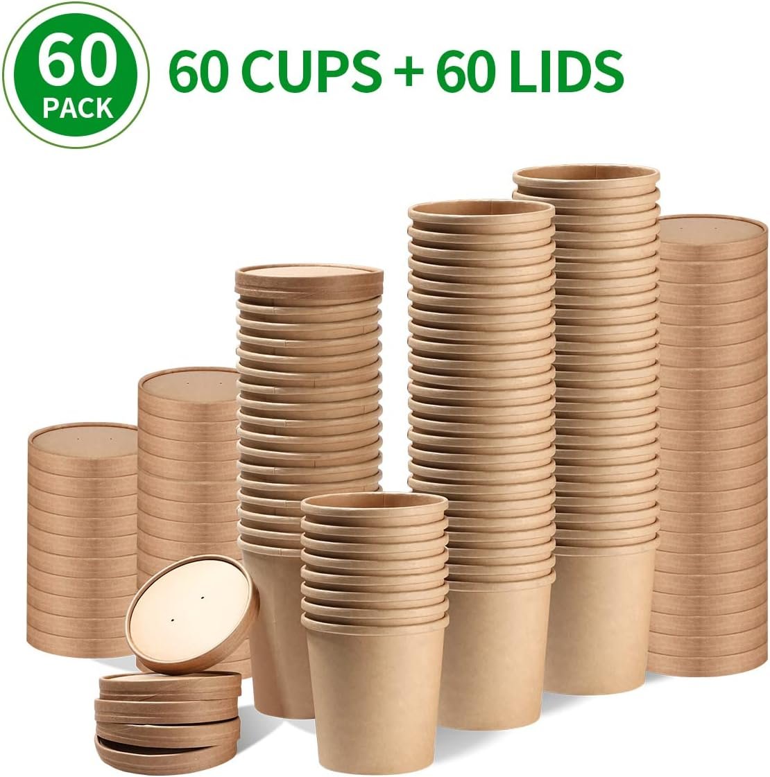 Contenedores de comida de papel de 16 oz con tapas, 60 unidades, personalización de logo, ideales para helados y sopas, soluciones de marca blanca de fábrica. Contenedores de comida de papel de 16 oz con tapas, 60 unidades, personalización de logo, ideales para helados y sopas, soluciones de marca blanca de fábrica.