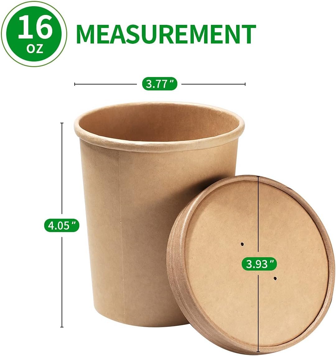 Contenedores de comida de papel de 16 oz con tapas, 60 unidades, personalización de logo, ideales para helados y sopas, soluciones de marca blanca de fábrica. Contenedores de comida de papel de 16 oz con tapas, 60 unidades, personalización de logo, ideales para helados y sopas, soluciones de marca blanca de fábrica.