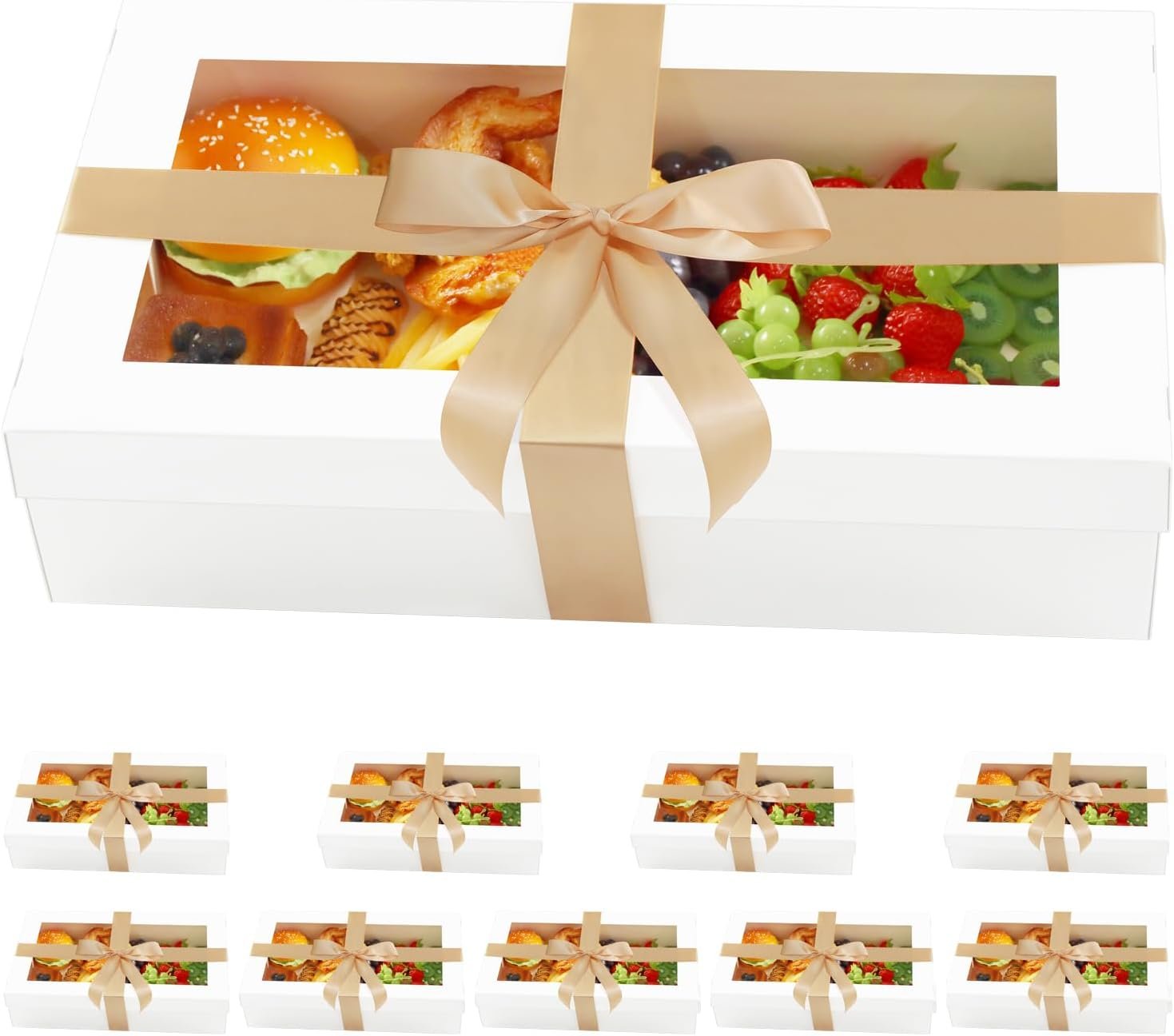 Caja de Catering Blanca con Logo Personalizado, 10 unidades de 17x10x4 pulgadas, Envases de Papel Desechables para Charcutería y Sándwiches, Proveedor de alta calidad.