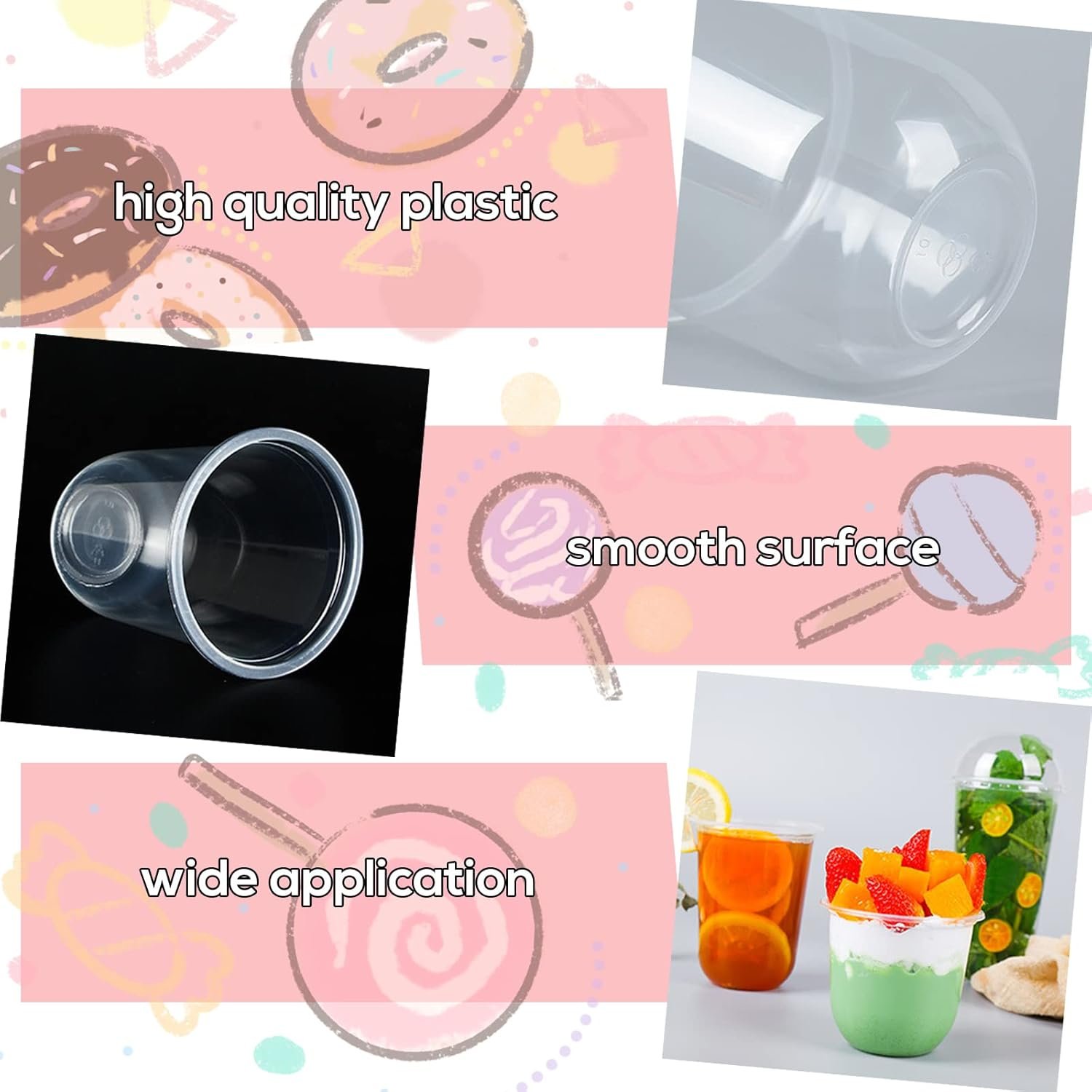 Logo Personalizado 50 Pack de Vasos Plásticos Transparentes de 12 OZ con Tapas Dome y Sporks Sin Hueco, Vasos Desechables para Postres, Cupcakes, Parfaits, Puddings, Bebidas Frías, Snacks, Frutas y Helados de Marca Blanca, Proveedor Fiel.