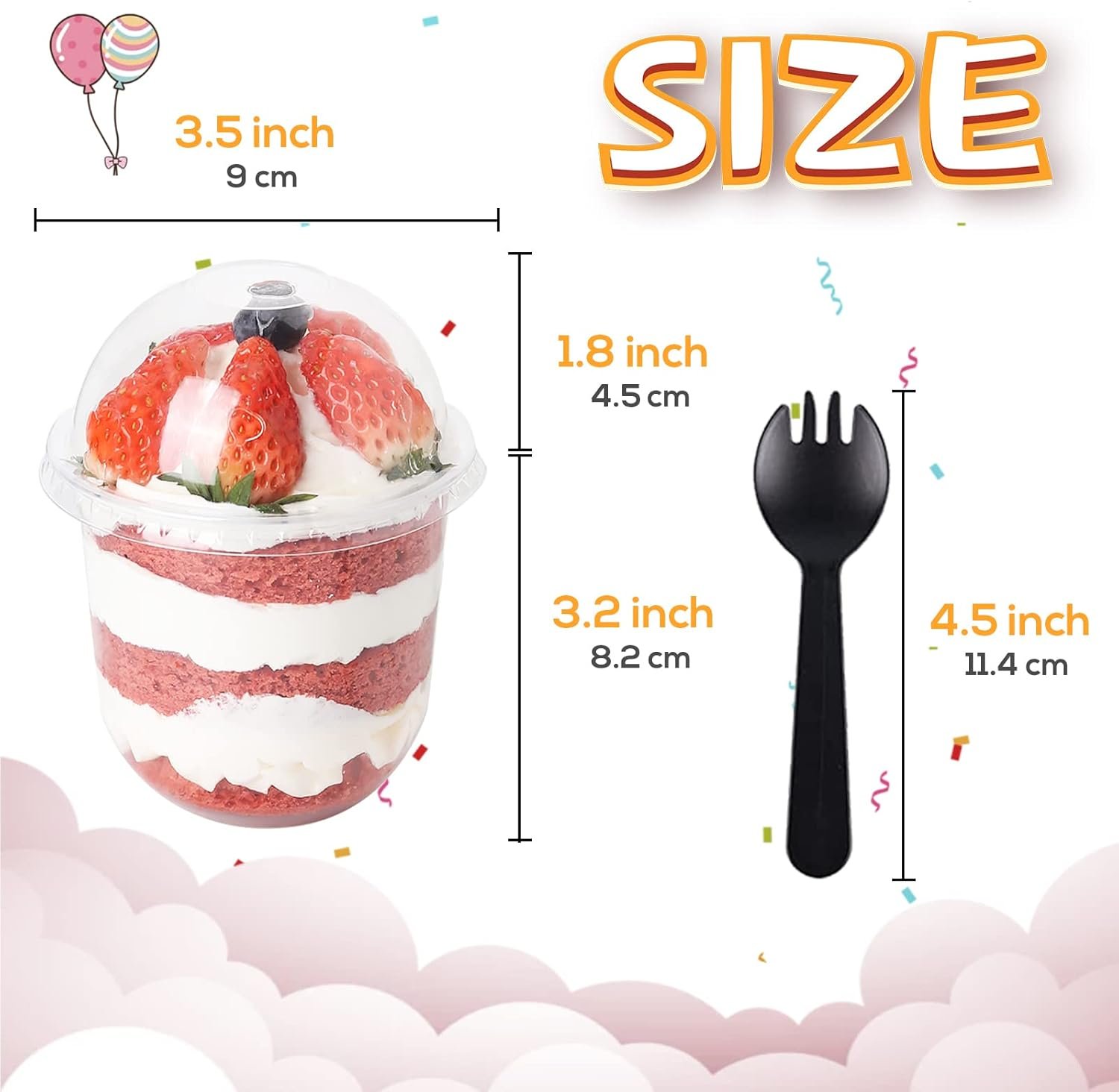 Logo Personalizado 50 Pack de Vasos Plásticos Transparentes de 12 OZ con Tapas Dome y Sporks Sin Hueco, Vasos Desechables para Postres, Cupcakes, Parfaits, Puddings, Bebidas Frías, Snacks, Frutas y Helados de Marca Blanca, Proveedor Fiel.