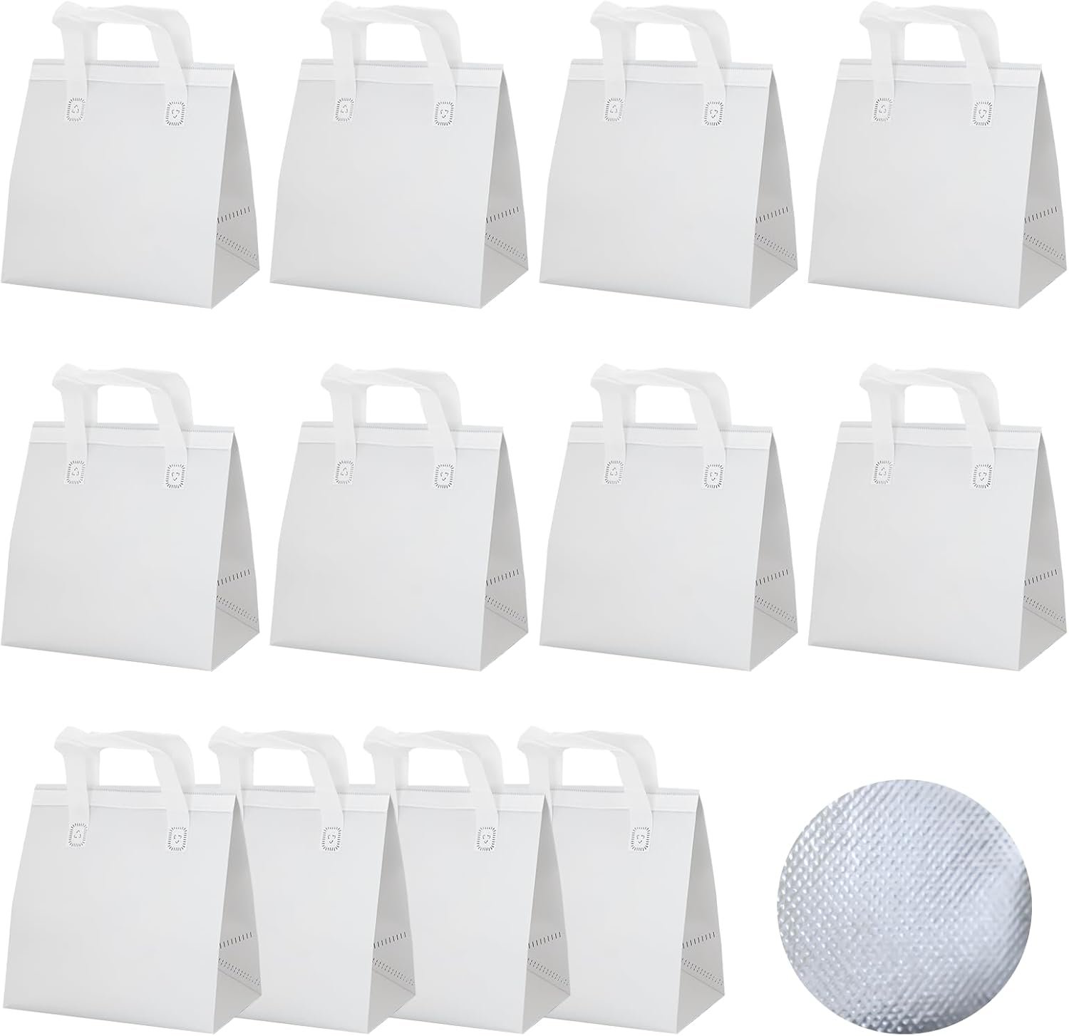 Logo Personalizado 12Pcs Bolsas Térmicas Desechables Blancas para Comida para Llevar, Ideal para Café, Leche, Té, Bebidas Frías y Calientes, Marca Blanca, Proveedor de Soluciones de Entrega.