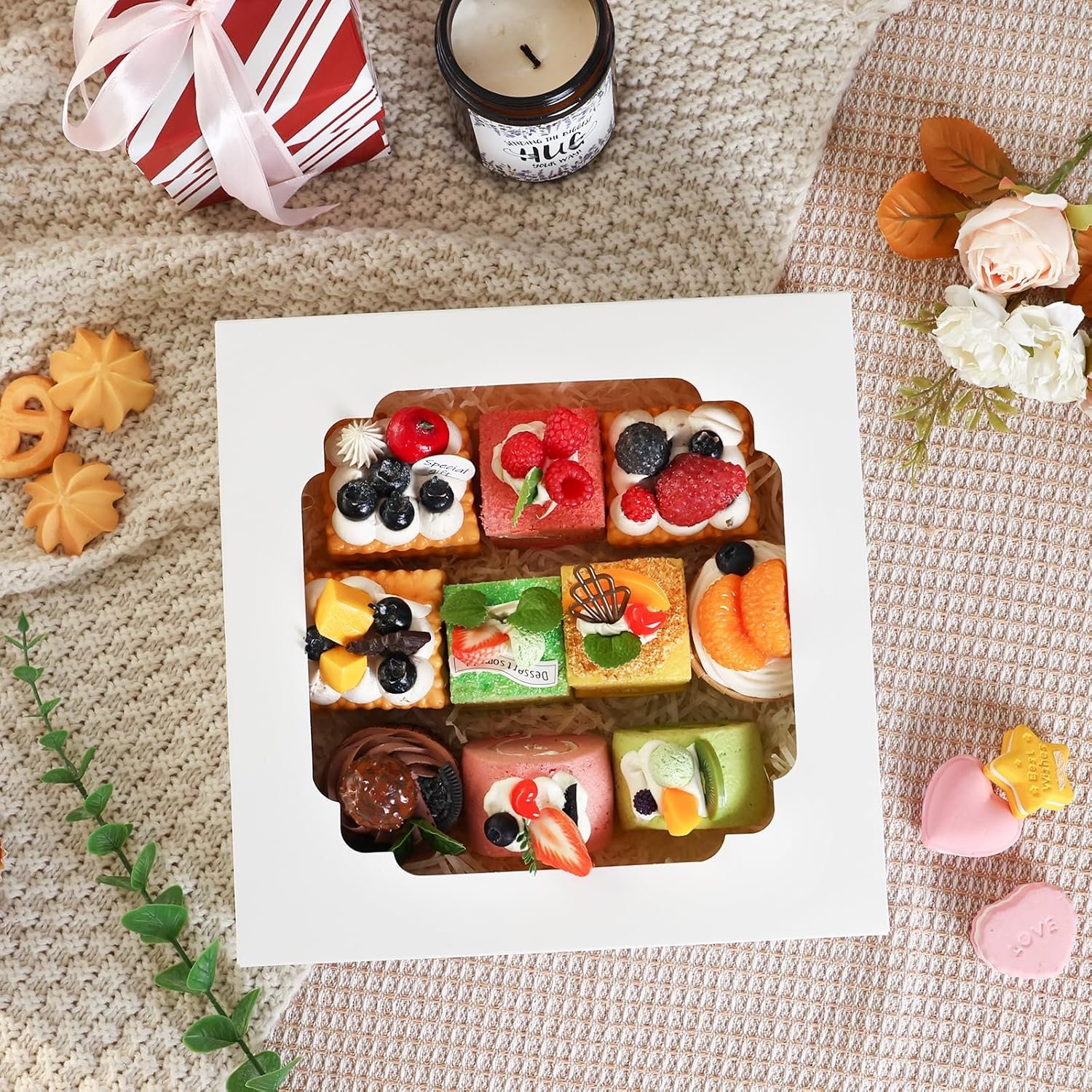 Caja para Tartas Personalizada 56pcs 10x10x2.5 Pulgadas con Ventana para Galletas, Pasteles, Muffins, Donas y Más - Fábrica de Marca Blanca Caja para Tartas Personalizada 56pcs 10x10x2.5 Pulgadas con Ventana para Galletas, Pasteles, Muffins, Donas y Más - Fábrica de Marca Blanca