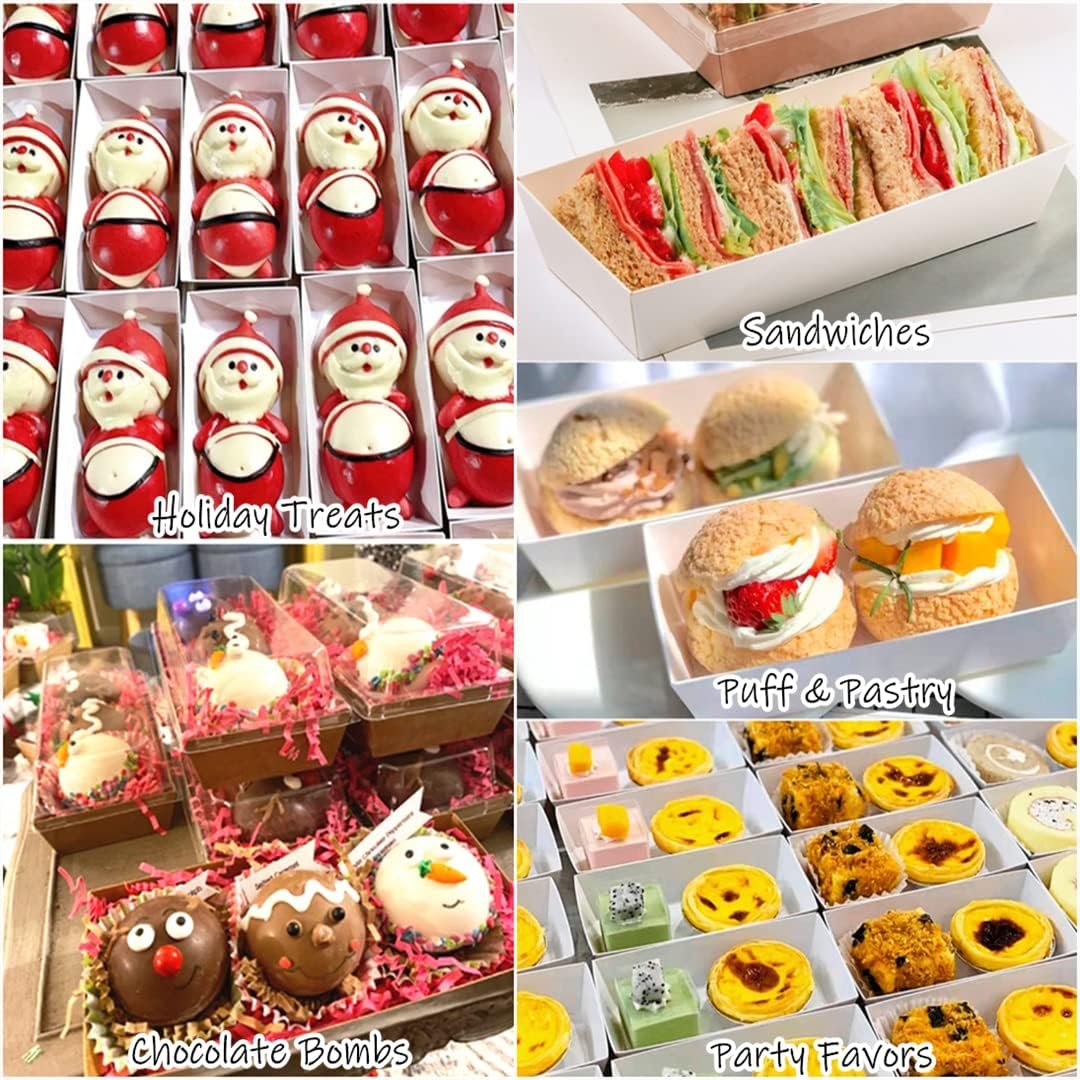 Logo Personalizado para Cajas de Charcutería con Tapa Transparente, 100 Cajas Blancas para Repostería, Cajas para Galletas, Pequeñas Cajas de Dulces para Pasteles, Sándwiches, Cupcakes, Fresas, Contenedores de Postres, Proveedor de Embalajes.