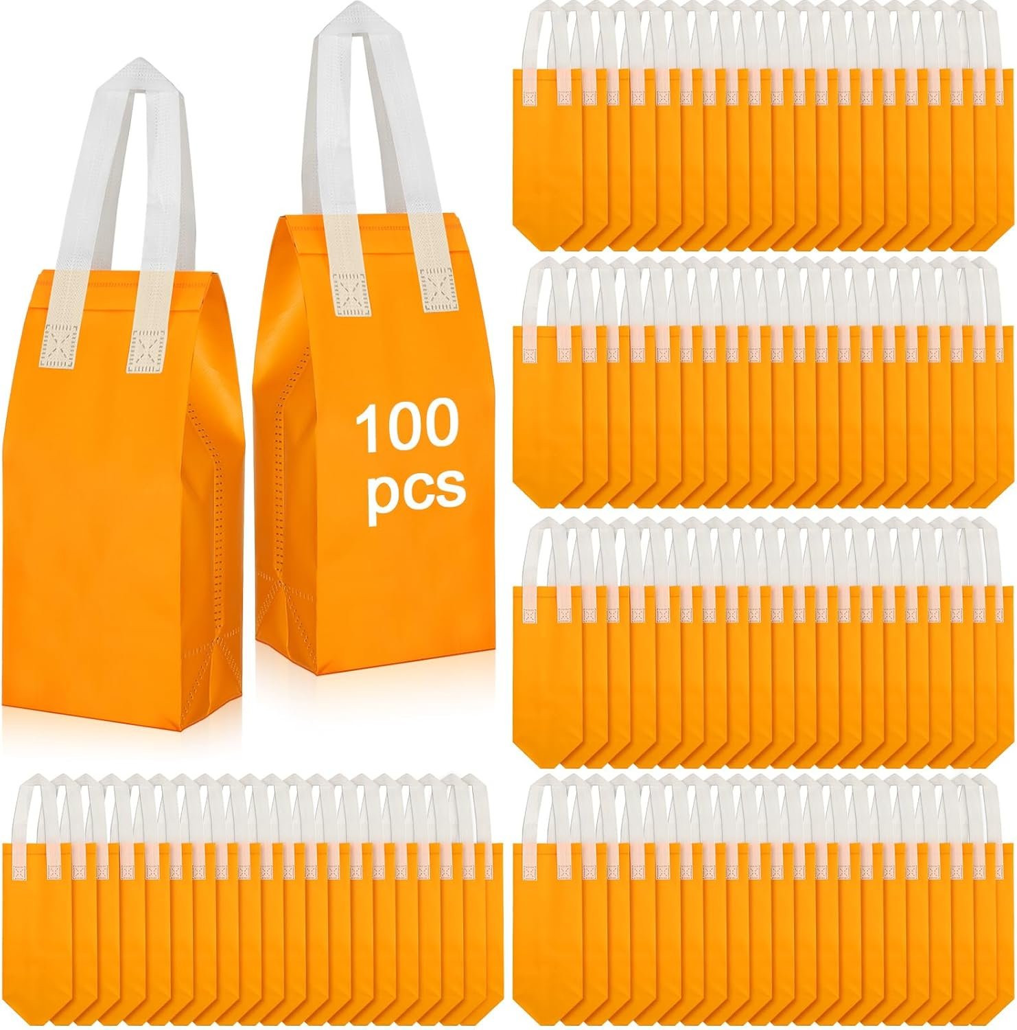 Bolsas Térmicas Desechables Personalizadas con Logo para Comida para Llevar, 100 Pcs de Marca Blanca, Proveedor de Bolsas Térmicas para Café, Leche, Té, Alimentos Fríos y Calientes, Tamaño 4.7 x 11 x 4 Pulgadas (Naranja)