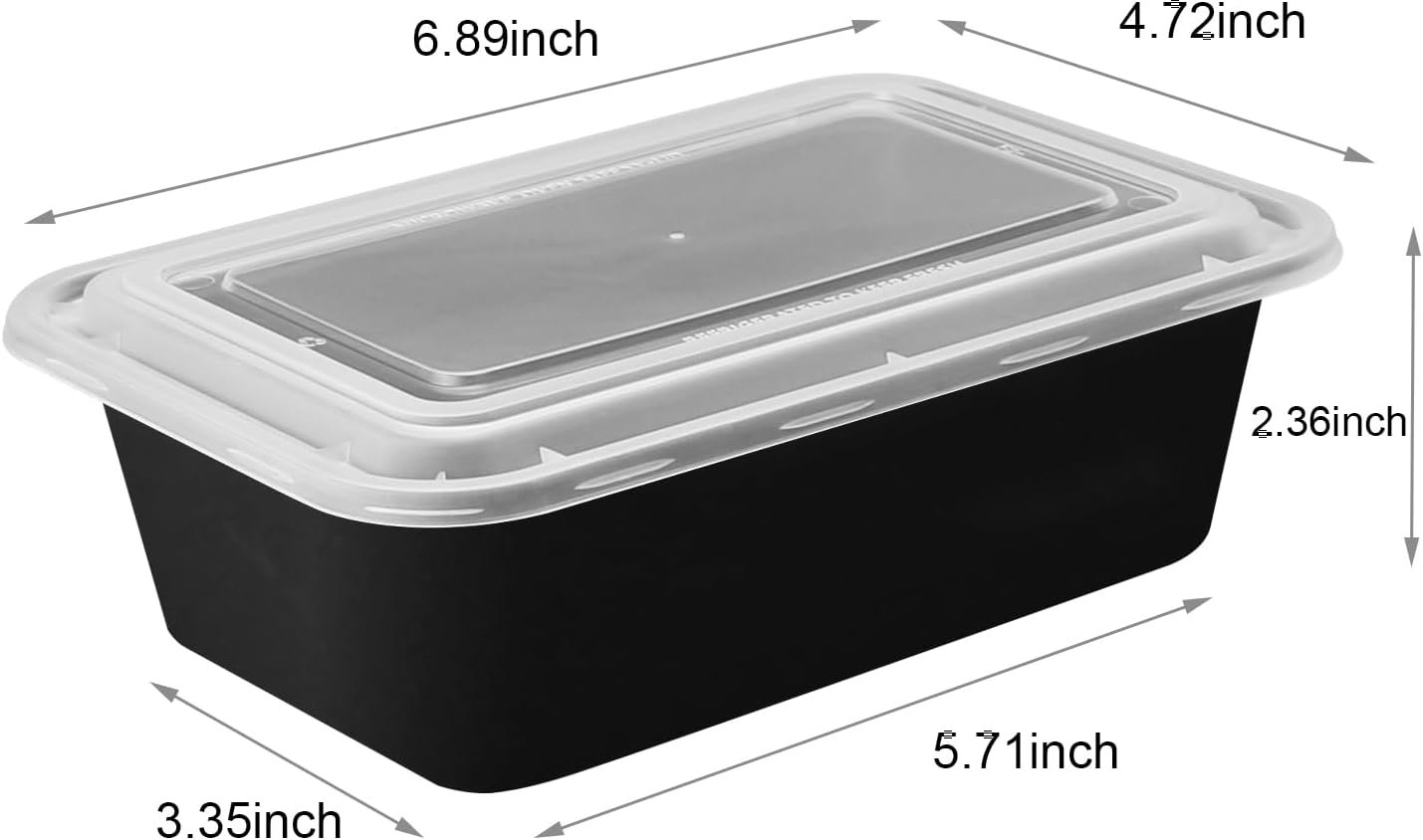 Logo Personalizado 10Pack Contenedores desechables de 28oz para almacenamiento de alimentos, con tapa, cajas apilables de 1 compartimento, aptas para microondas, congelador y lavavajillas, Fabricante.