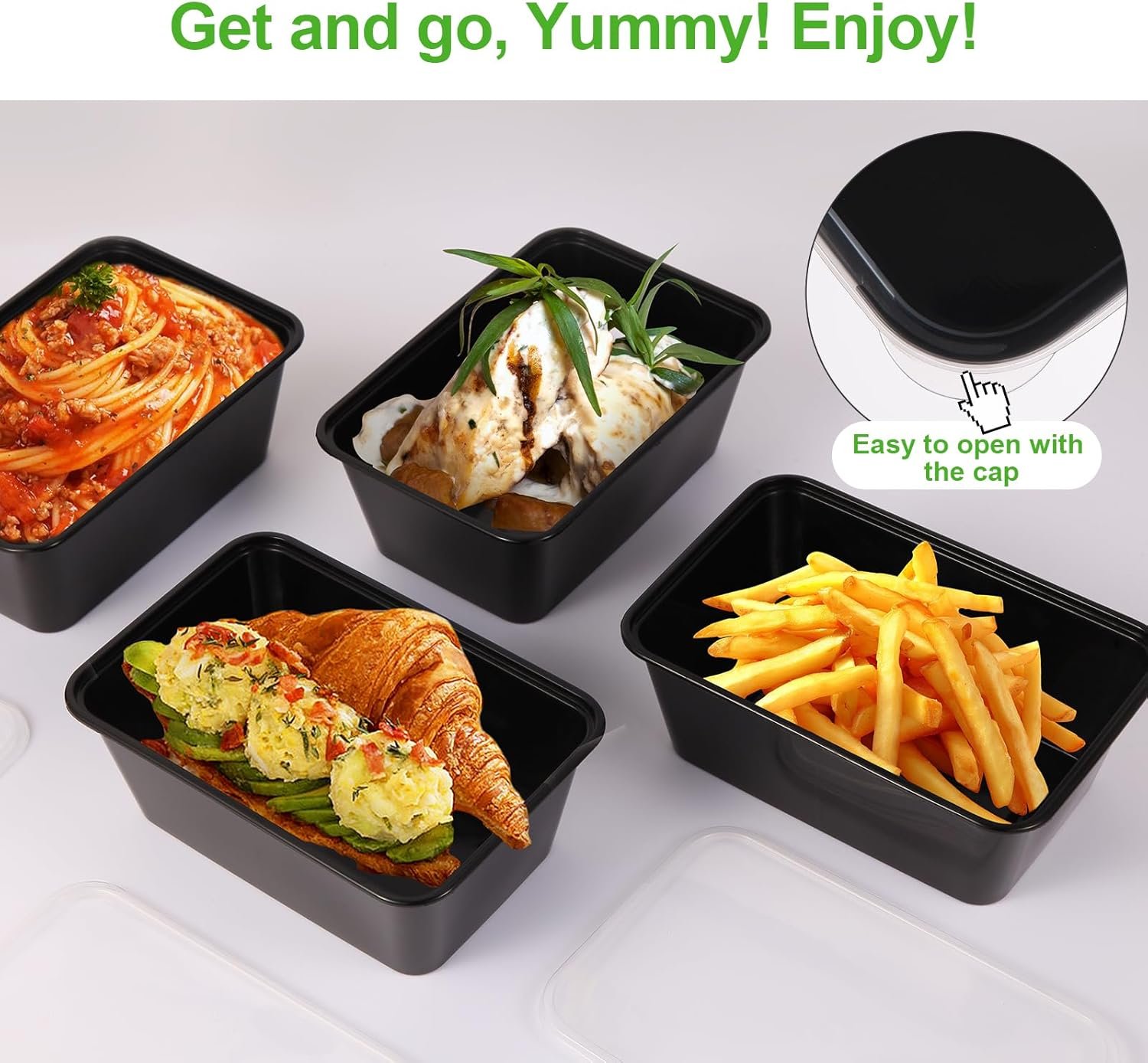 Logo Personalizado 10Pack Contenedores desechables de 28oz para almacenamiento de alimentos, con tapa, cajas apilables de 1 compartimento, aptas para microondas, congelador y lavavajillas, Fabricante.