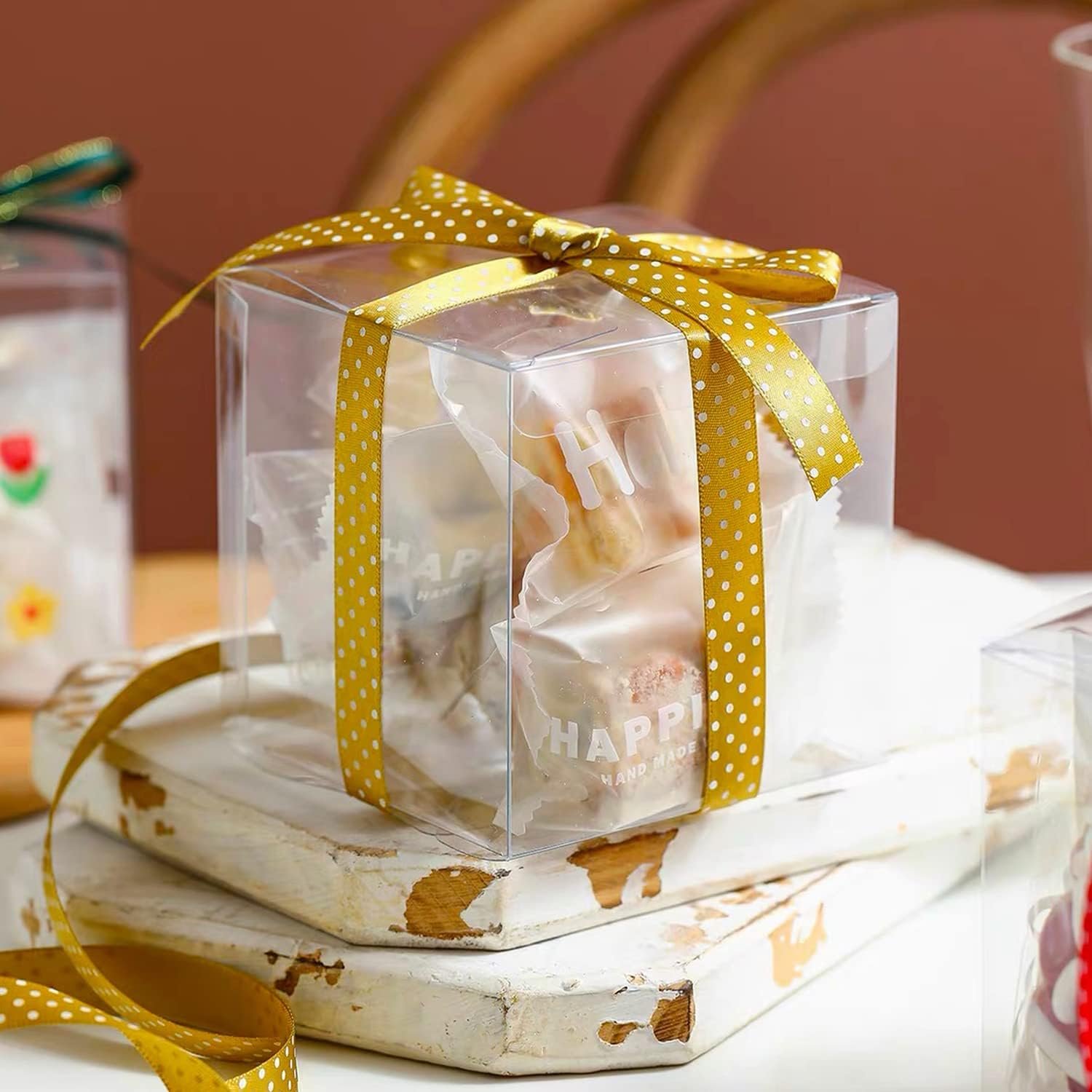 Caja Transparente Para Regalo de 30 PCS, 4 x 4 x 4 pulgadas, con Logo Personalizado para Bodas, Cumpleaños, Pascua y Días Especiales; Marca Blanca de Fábrica.