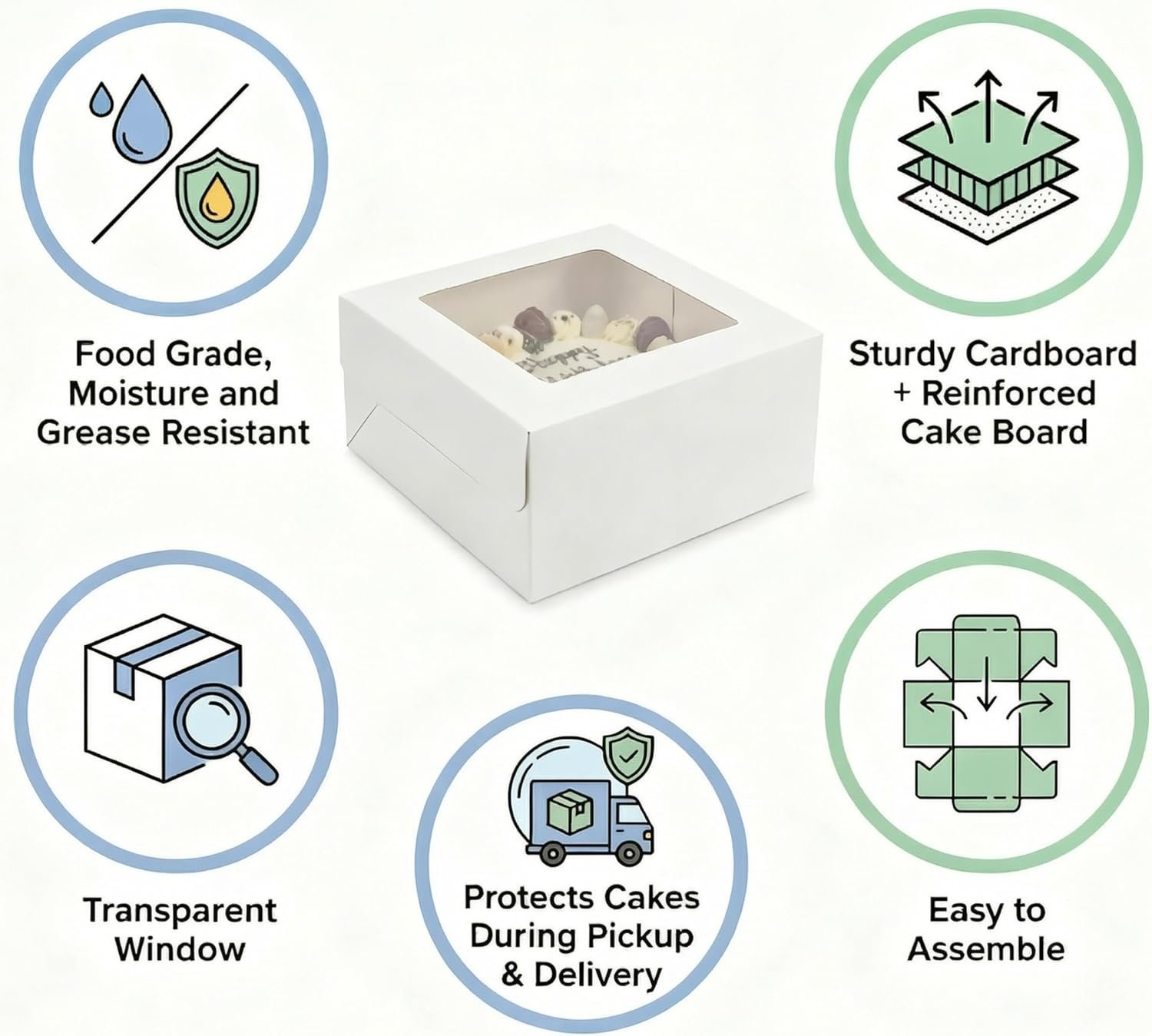 Caja de pasteles desechable con ventana y tapas, 3 paquetes de 10x10x8 pulgadas, Marca Blanca para tartas, donas, tartas, galletas, suministros para cumpleaños, bodas y fiestas – Proveedor de soluciones personalizadas con logo.