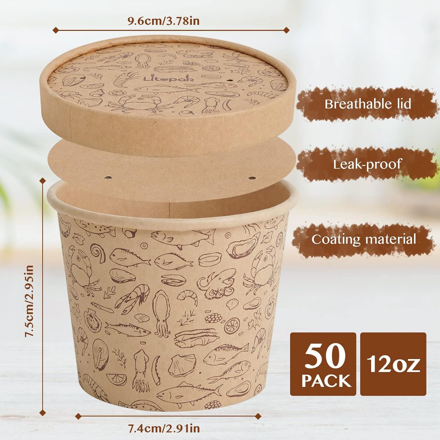 Taza de papel para alimentos de 12 oz con tapa ventilada, ideal para sopa, con logo personalizado para marca blanca, fabricado por un proveedor eficiente.