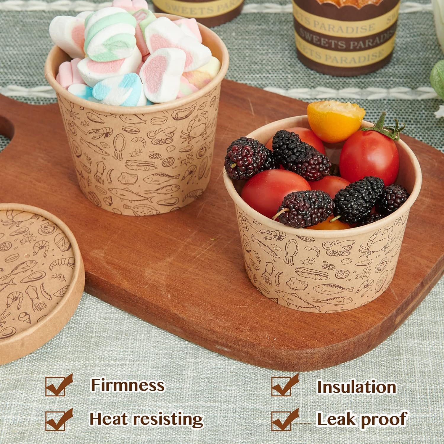 Taza de papel para alimentos de 12 oz con tapa ventilada, ideal para sopa, con logo personalizado para marca blanca, fabricado por un proveedor eficiente.