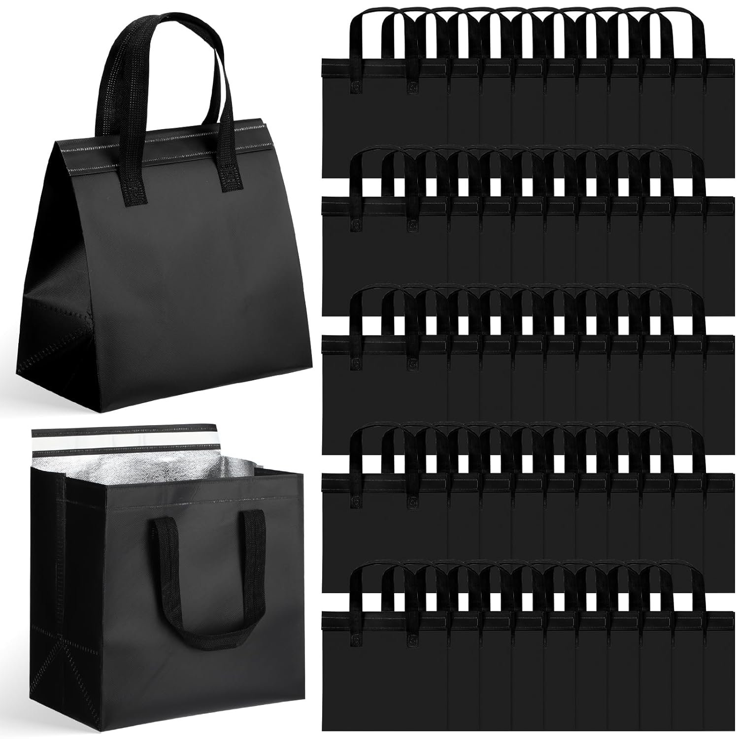 Bolsas Térmicas para Comida con Logo Personalizado, 50 Piezas de Bolsas Aislantes para Café, Leche, Té, Alimentos Frescos y Mariscos, 9.45x9.45x5.91 pulgadas, Marca Blanca para Catering y Restaurantes, Proveedor de Soluciones en Embalaje