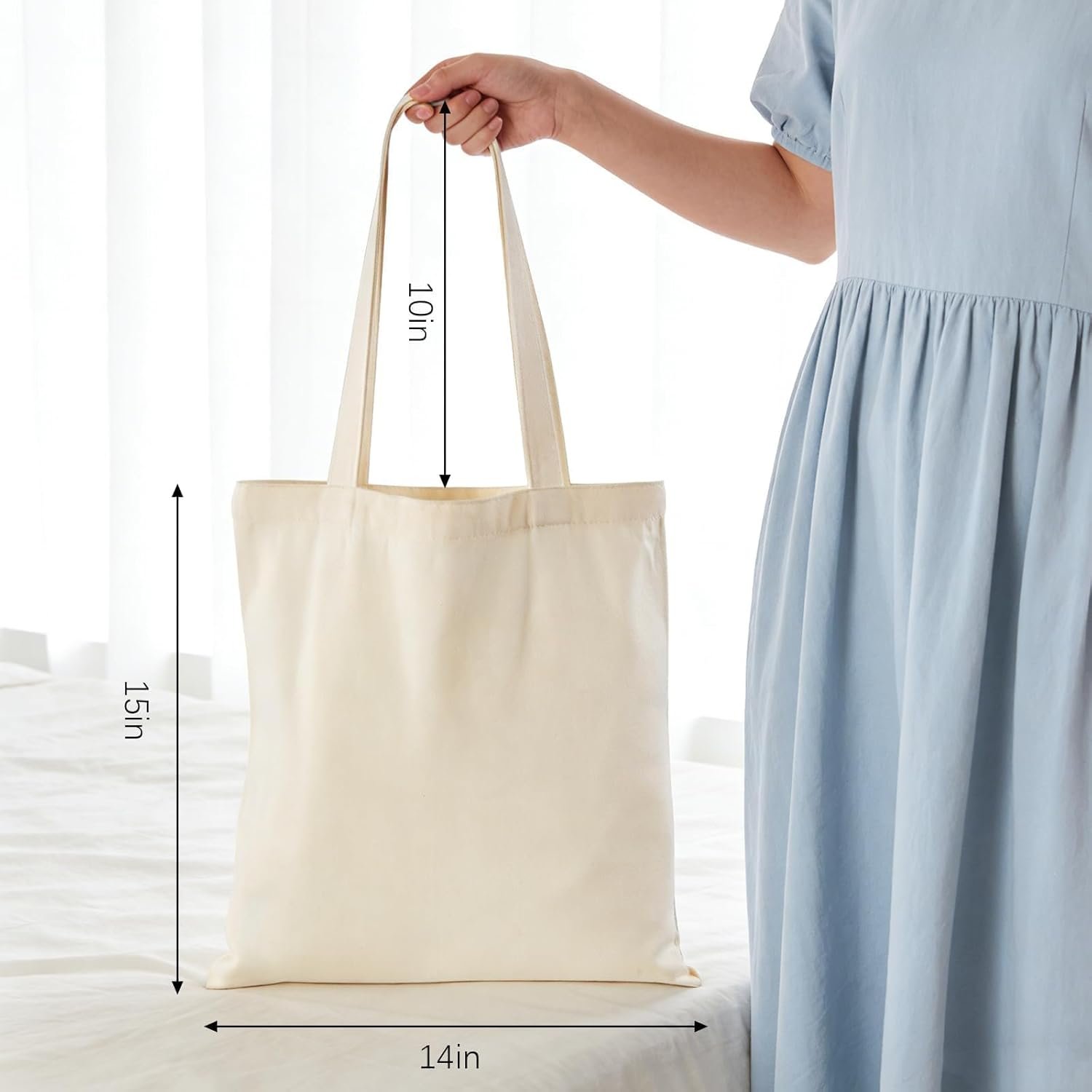 Bolsas de Lona en Blanco para DIY y Regalos Personalizados, 24 Paquete de 10oz, 14x15 Pulgadas, Ideal para Pintura y Sustracción - Logo Personalizado, Proveedor de Bolsas de Tela.