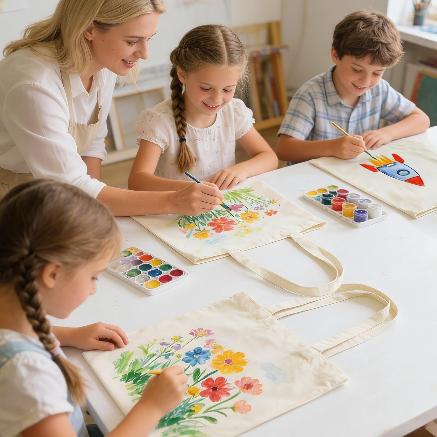 Bolsas de Lona en Blanco para DIY y Regalos Personalizados, 24 Paquete de 10oz, 14x15 Pulgadas, Ideal para Pintura y Sustracción - Logo Personalizado, Proveedor de Bolsas de Tela.