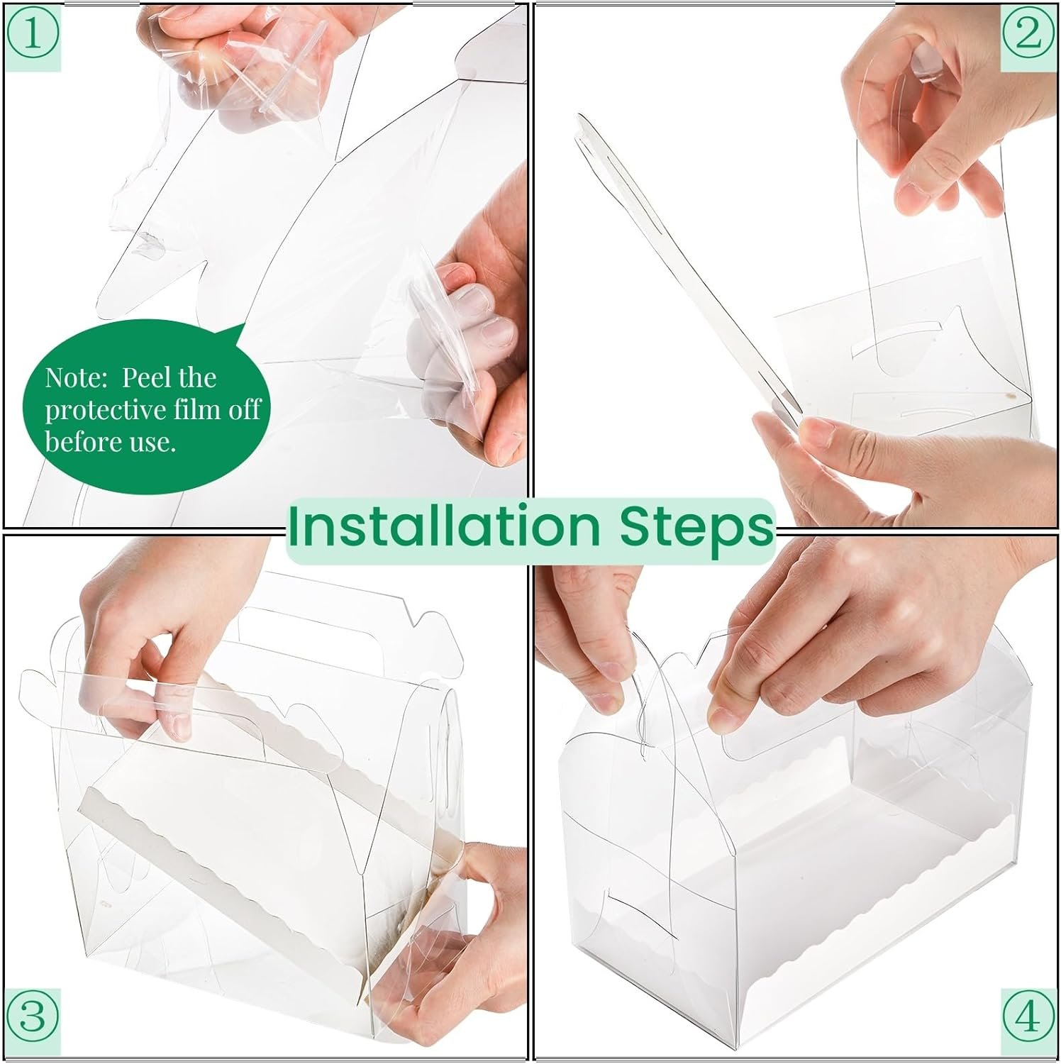 Caja de regalo de pastelería transparente de 40 unidades con logo personalizado, cajas para dulces con asa, contenedor para galletas y postres de fiesta para cumpleaños, bodas y baby shower, 6.4''L x 3.5''W x 3.3''H, proveedor.