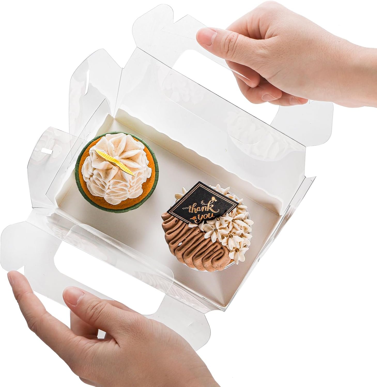 Caja de regalo de pastelería transparente de 40 unidades con logo personalizado, cajas para dulces con asa, contenedor para galletas y postres de fiesta para cumpleaños, bodas y baby shower, 6.4''L x 3.5''W x 3.3''H, proveedor.