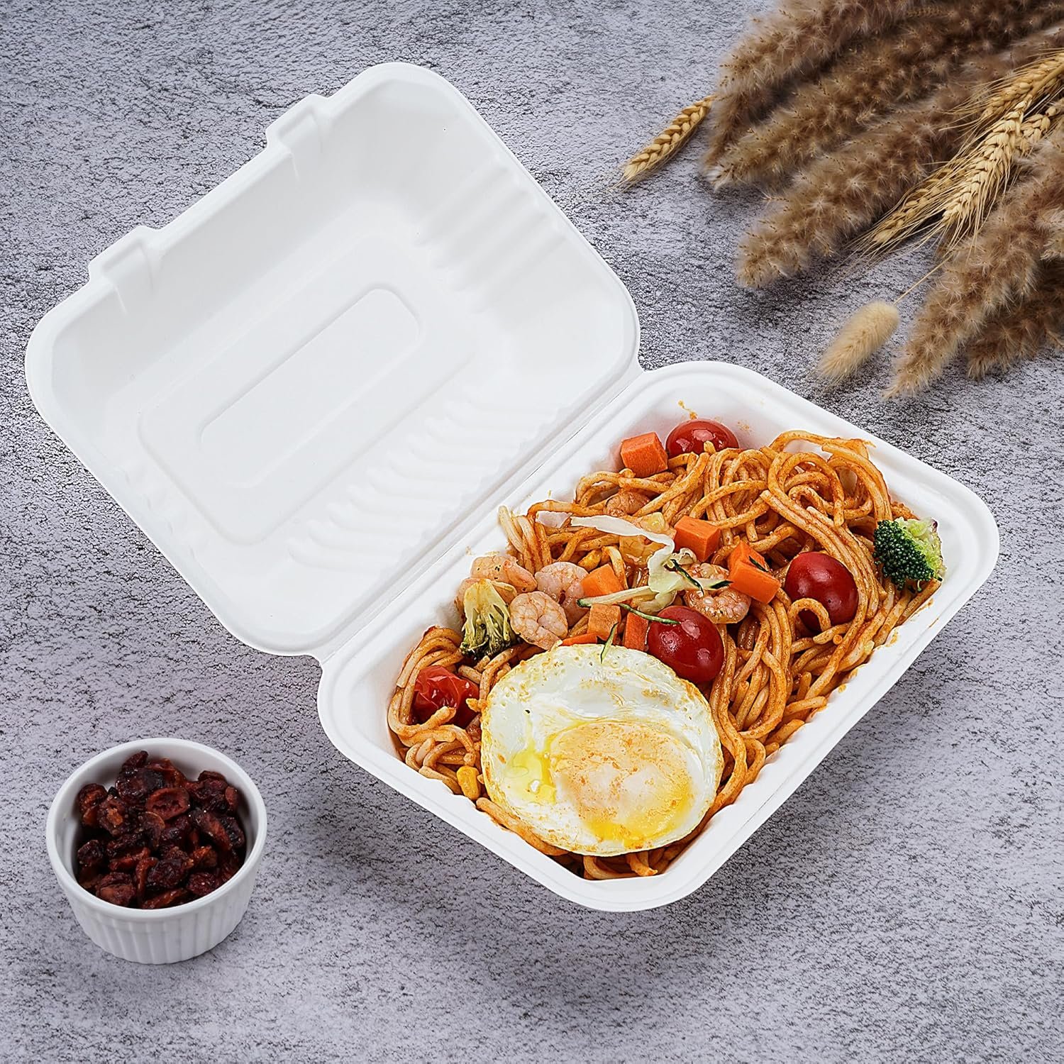 Logo Personalizado 75 Pack de Contenedores para Llevar 9”x6” con Tapas, Extra Resistente, 100% Compostables, Contenedores Clamshell, Proveedor de Cajas para Alimentos, Marca Blanca Logo Personalizado 75 Pack de Contenedores para Llevar 9”x6” con Tapas, Extra Resistente, 100% Compostables, Contenedores Clamshell, Proveedor de Cajas para Alimentos, Marca Blanca