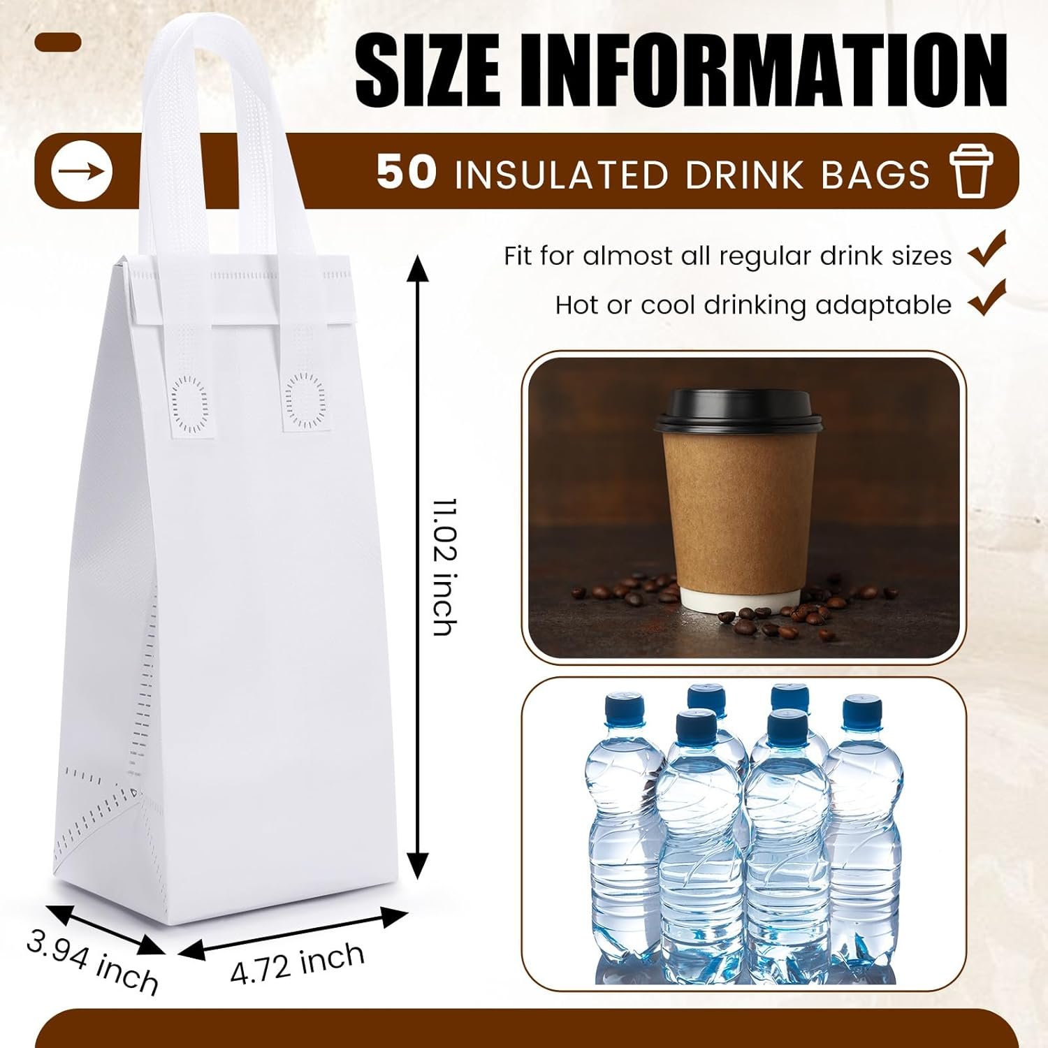 Logo Personalizado 50 Pcs Bolsas Térmicas de Transporte para Bebidas en Taza con Asa Reutilizables para Café para Llevar, Marca Blanca, Proveedor de Fábrica para Bebidas Calientes y Frías Logo Personalizado 50 Pcs Bolsas Térmicas de Transporte para Bebidas en Taza con Asa Reutilizables para Café para Llevar, Marca Blanca, Proveedor de Fábrica para Bebidas Calientes y Frías