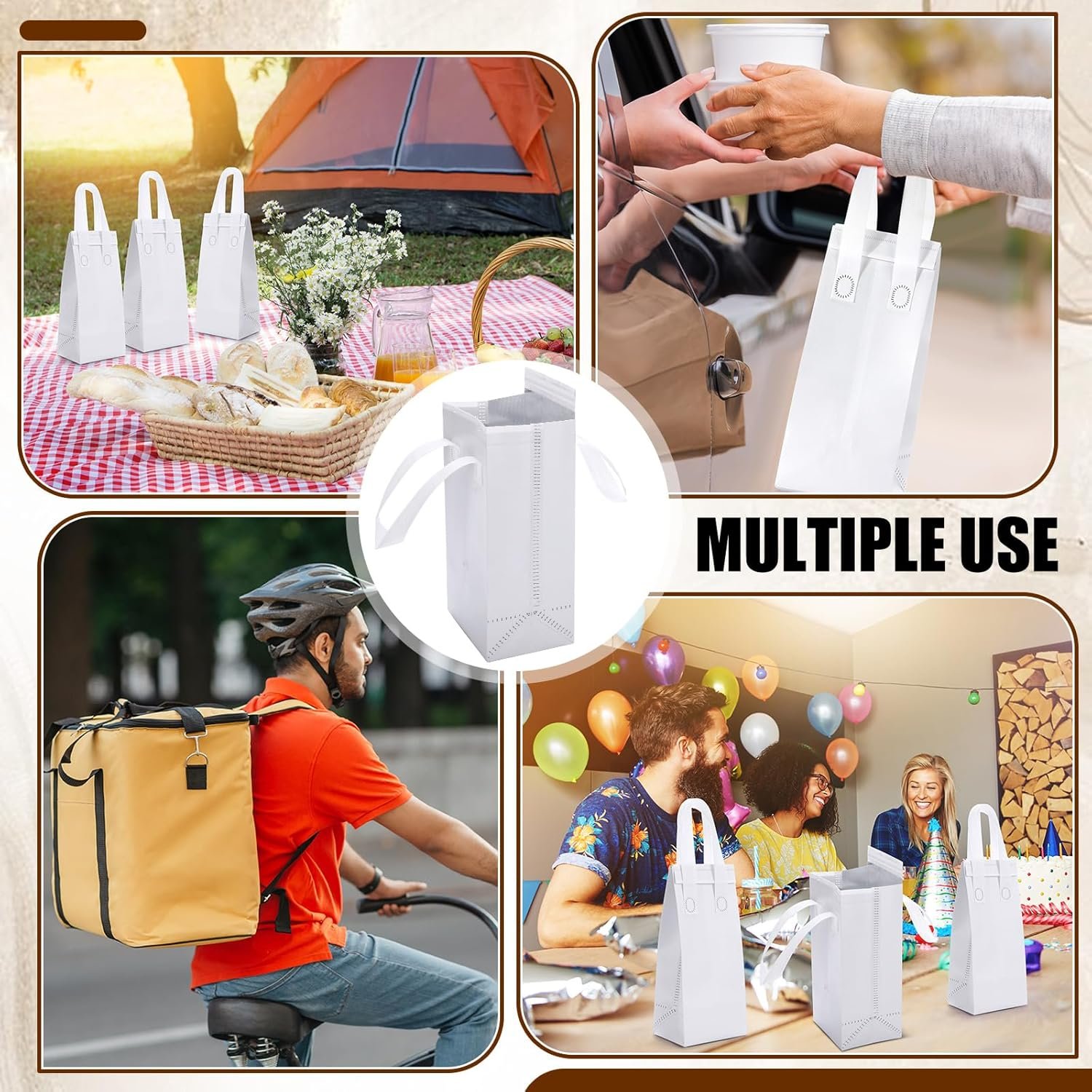 Logo Personalizado 50 Pcs Bolsas Térmicas de Transporte para Bebidas en Taza con Asa Reutilizables para Café para Llevar, Marca Blanca, Proveedor de Fábrica para Bebidas Calientes y Frías Logo Personalizado 50 Pcs Bolsas Térmicas de Transporte para Bebidas en Taza con Asa Reutilizables para Café para Llevar, Marca Blanca, Proveedor de Fábrica para Bebidas Calientes y Frías