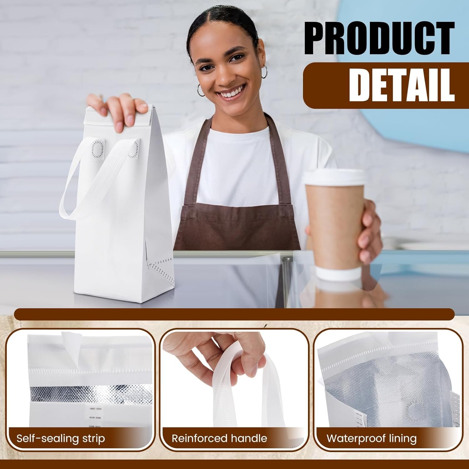 Logo Personalizado 50 Pcs Bolsas Térmicas de Transporte para Bebidas en Taza con Asa Reutilizables para Café para Llevar, Marca Blanca, Proveedor de Fábrica para Bebidas Calientes y Frías Logo Personalizado 50 Pcs Bolsas Térmicas de Transporte para Bebidas en Taza con Asa Reutilizables para Café para Llevar, Marca Blanca, Proveedor de Fábrica para Bebidas Calientes y Frías