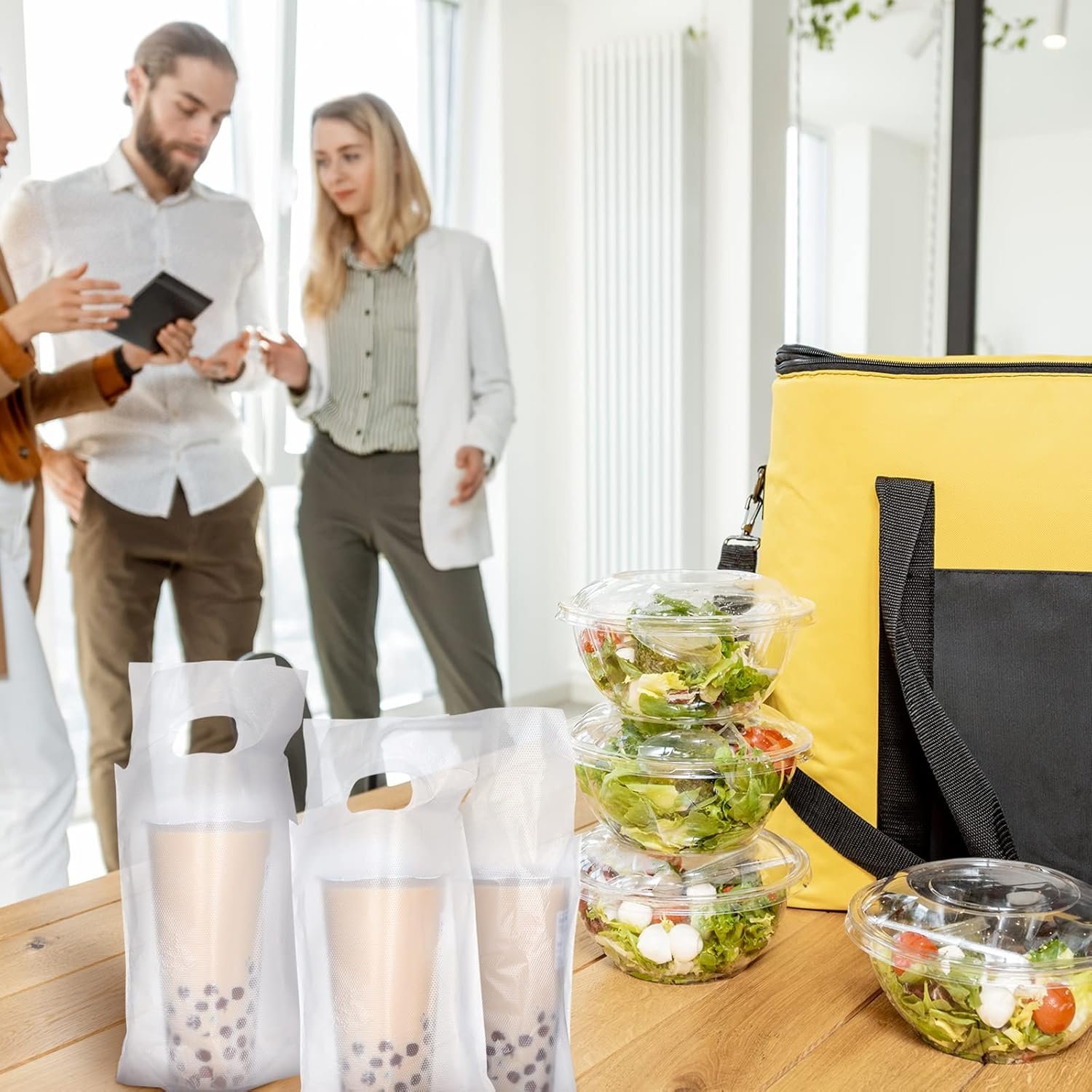 Logo Personalizado Transportador de Bebidas 1000 PCS, Bolsa de Plástico con Asa para un Solo Vaso, Contenedor Portátil para Café, Jugo y Bebidas, 6 x 11 Pulgadas, Proveedor de Fábrica.
