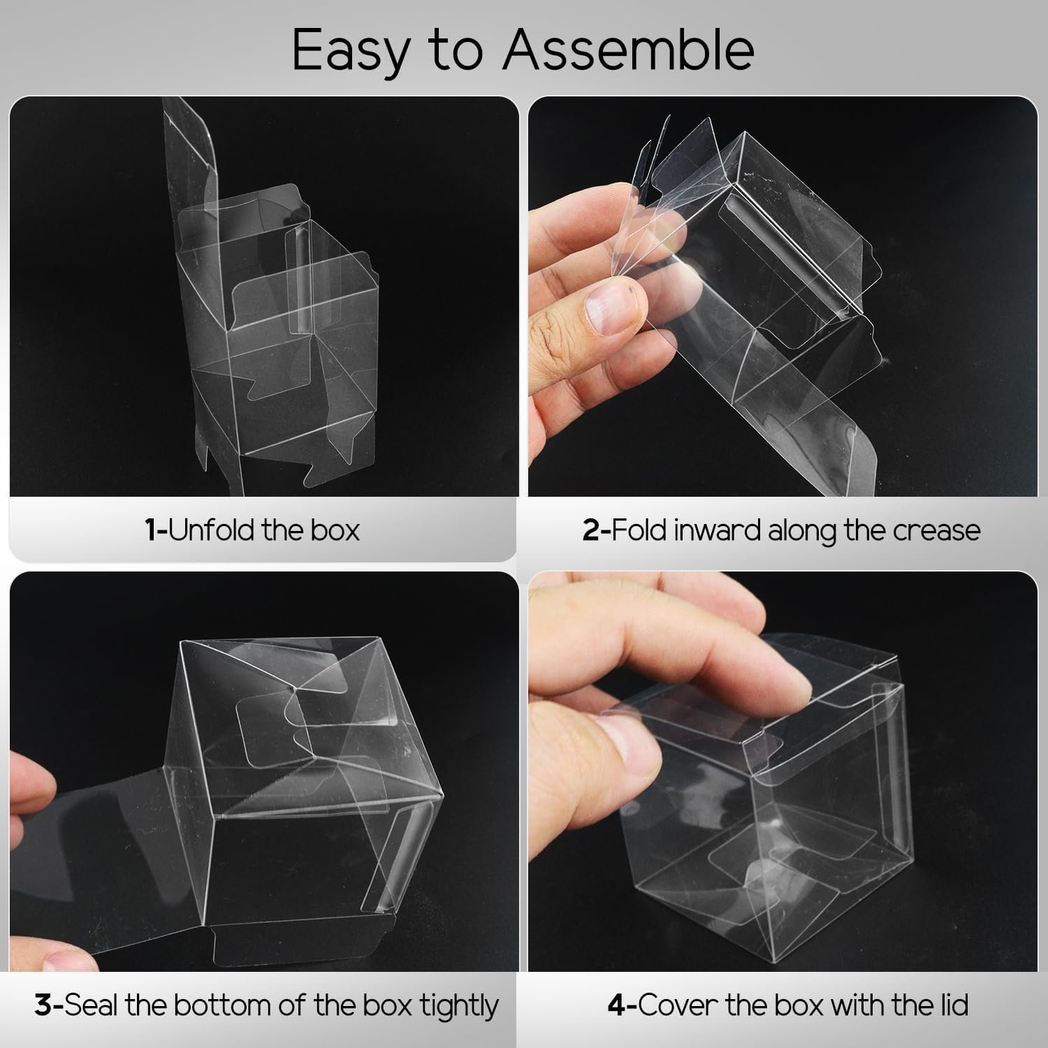 Logo Personalizado Cajas de Dulces Transparentes de 50 Piezas, 2x2x2 Pulgadas, Cajas de Regalo de Plástico con Cinta, Cajas de Favor para Golosinas, Marca Blanca Proveedor