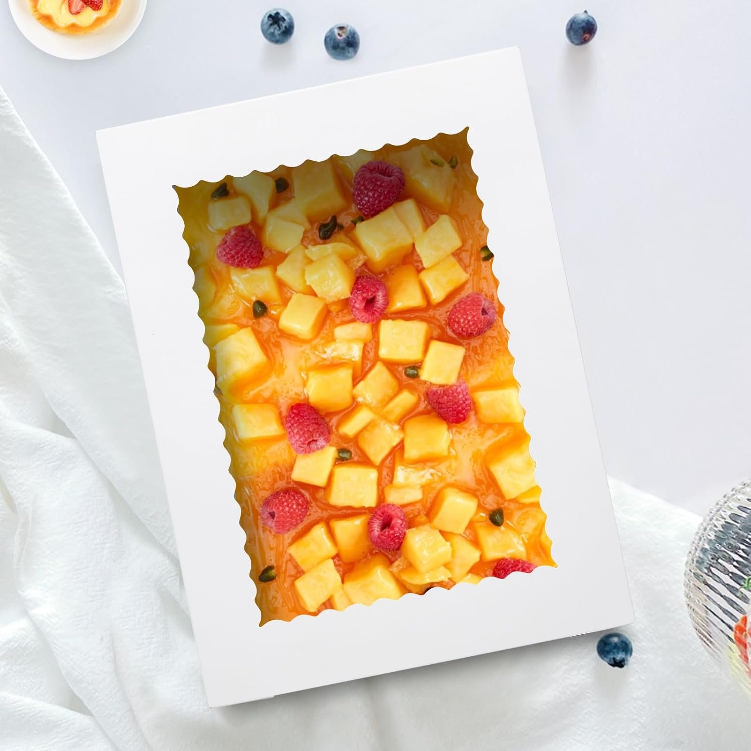 Logo Personalizado 10pcs Cajas de Pastel Rectangulares con Ventana 14x10x6 para Repostería, Perfectas para Pasteles, Cupcakes, Donas, Galletas y Tartas Marca Blanca de Proveedor.